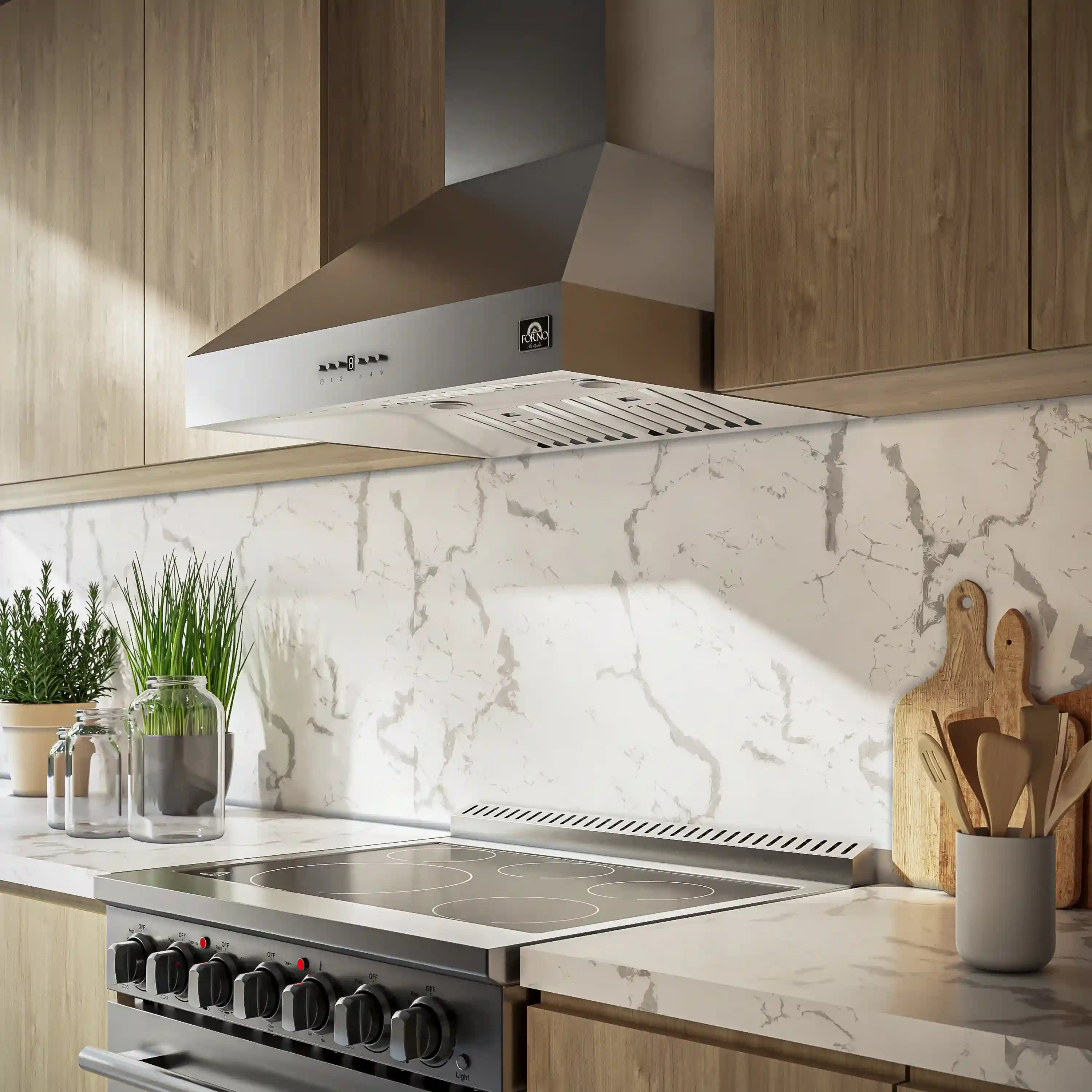 Forno Orvieto 30-Inch 600 CFM Wall Mount Range Hood in Stainless Steel (FRHWM5094-30) - Image 3