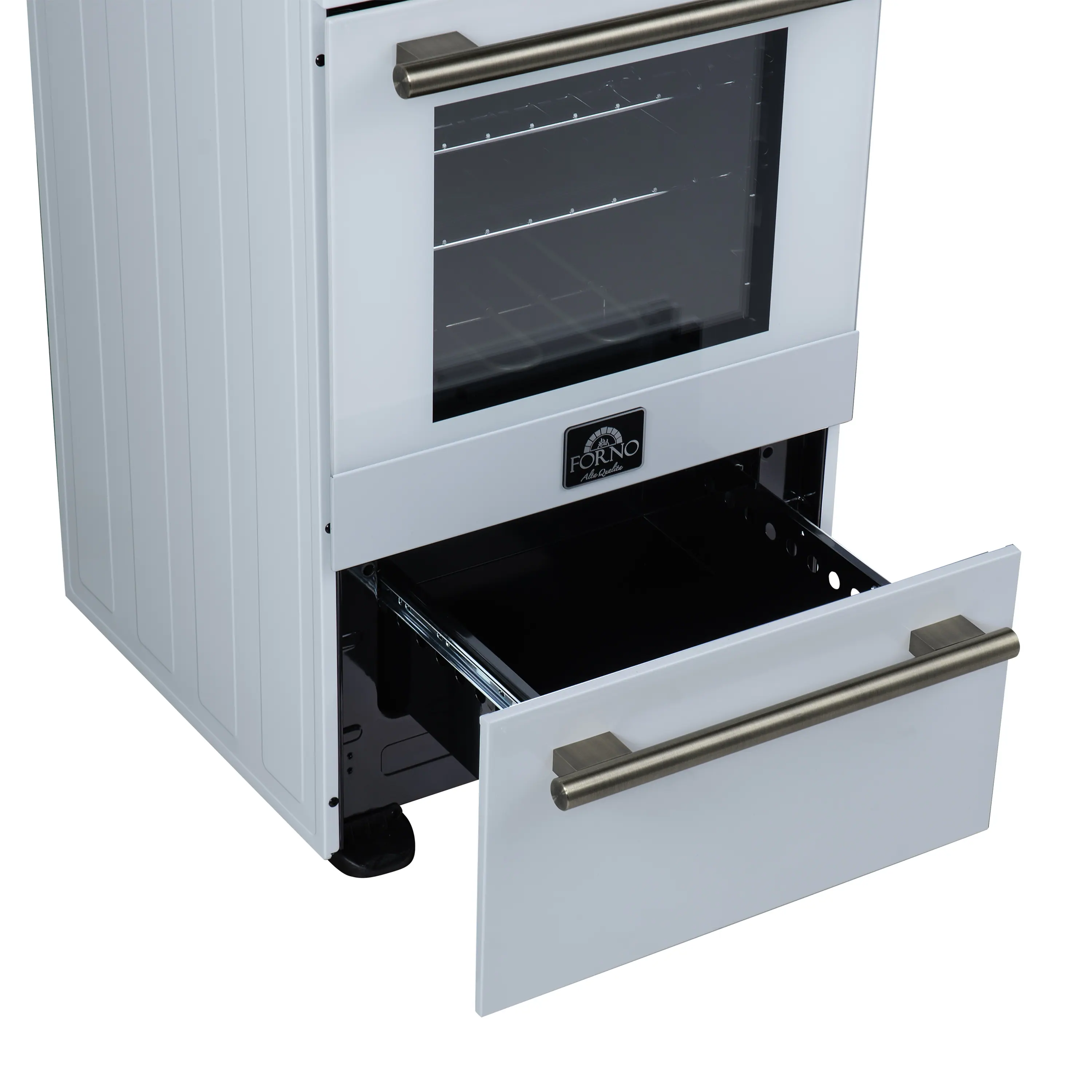 Forno Pallerano 20-Inch Freestanding Electric Range in White with Antique Brass Trim (FFSEL6052-20WHT) - Image 15