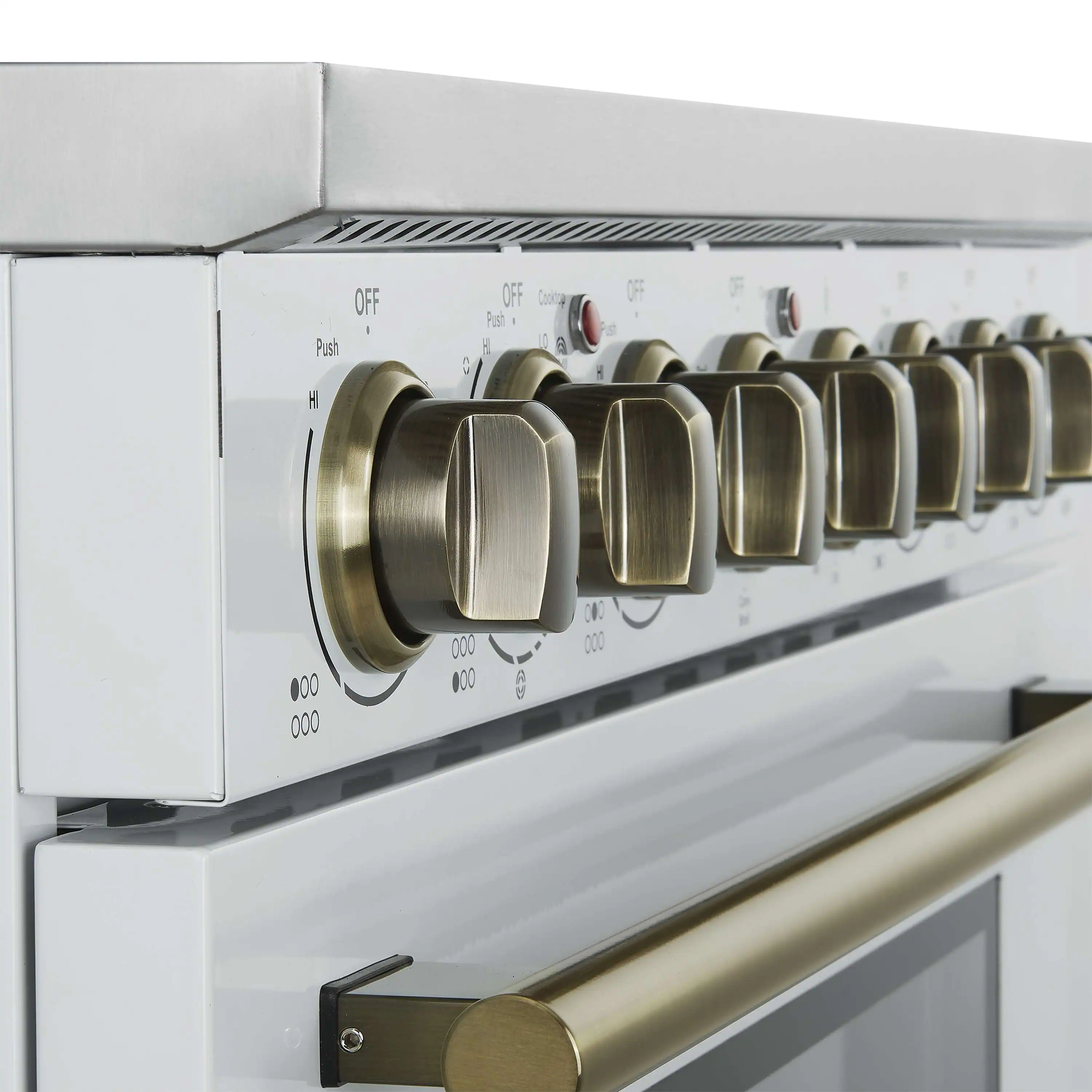 Forno Paolo 36-Inch Freestanding Electric Range with 5.44 Cu.Ft True Convection Oven in White with Antique Brass Handle (FFSEL6011-36WHT) - Image 10