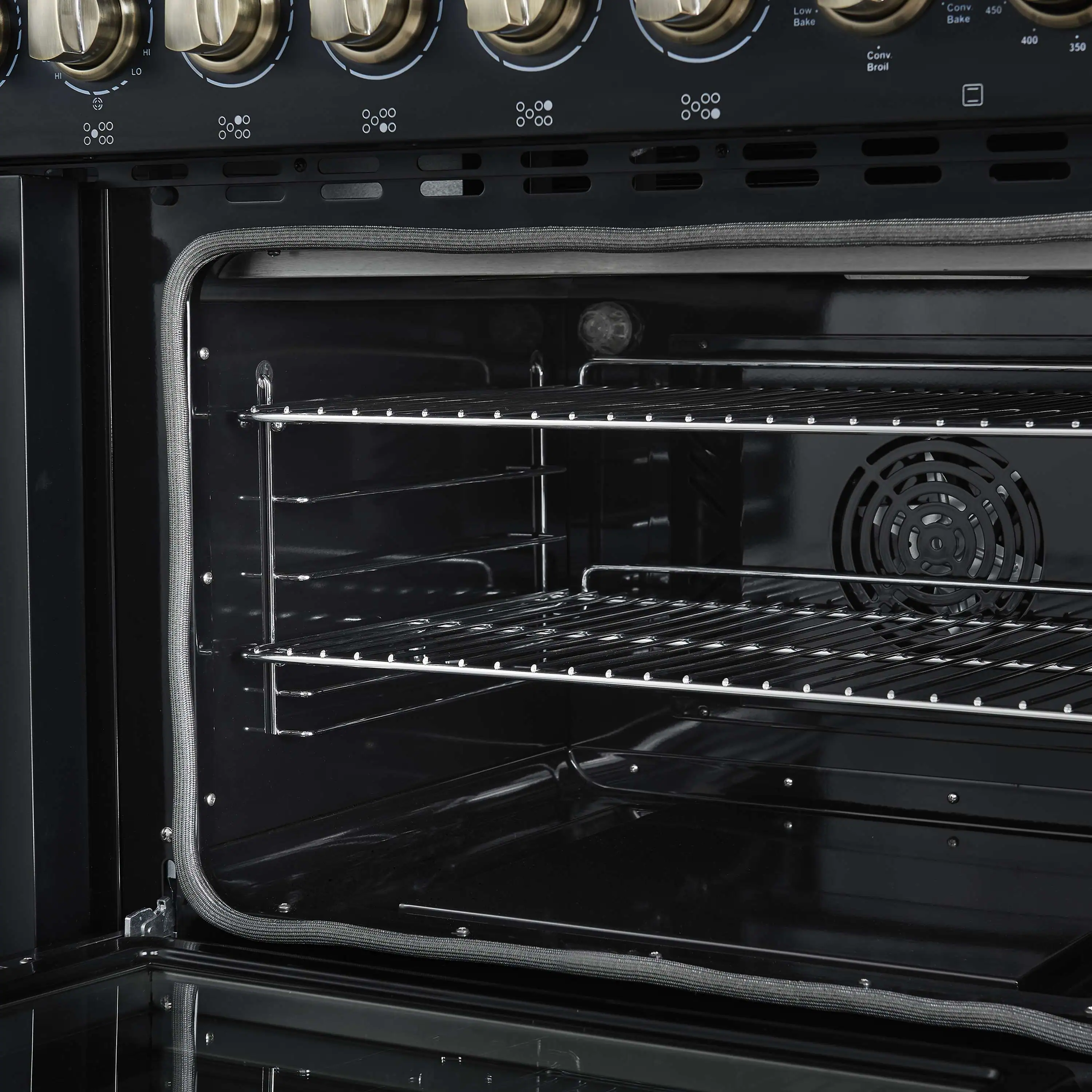 Forno Paolo 48-Inch Freestanding Electric Range with 6.7 Cu.Ft True Convection Oven in Black with Antique Brass Handle (FFSEL6011-48BLK) - Image 10
