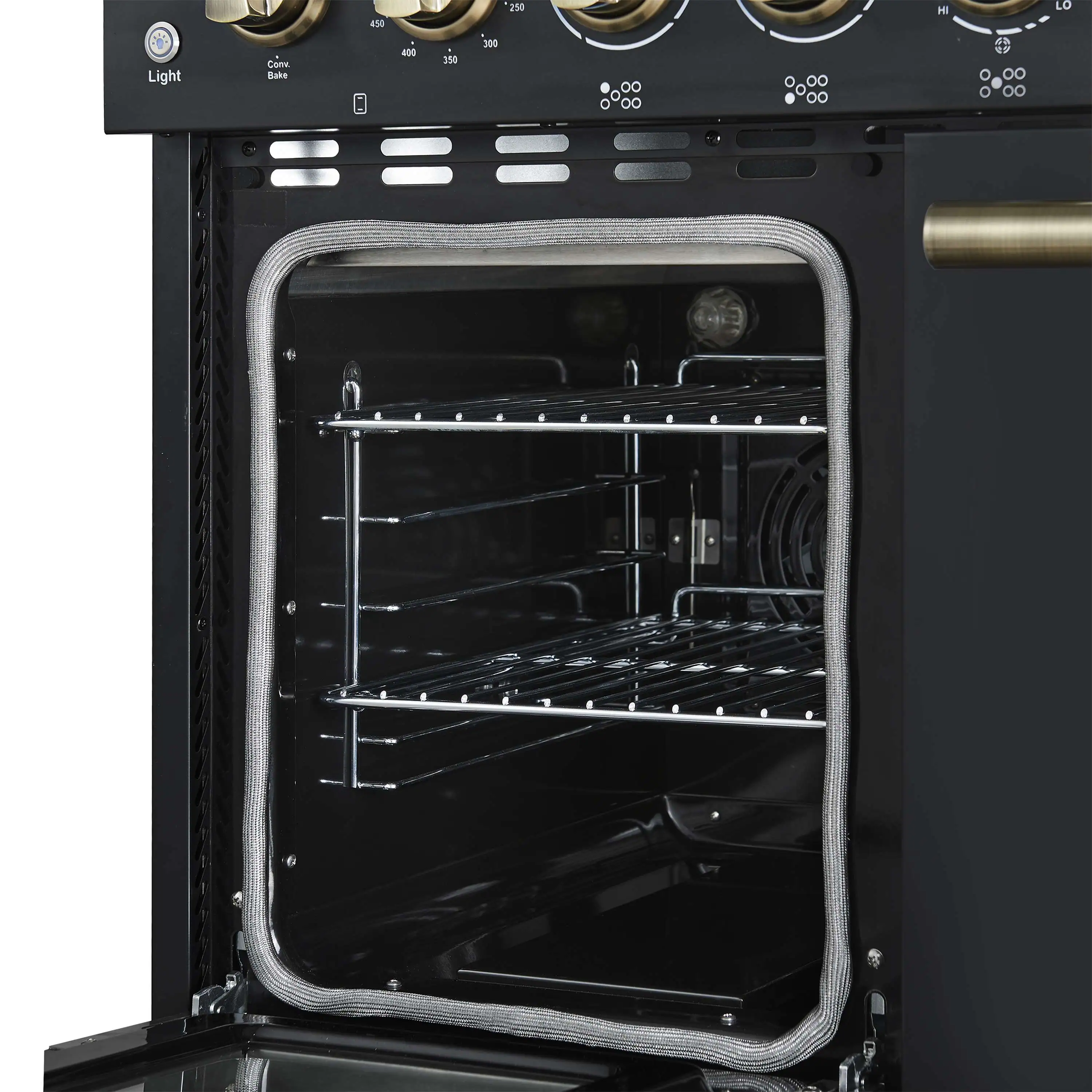 Forno Paolo 48-Inch Freestanding Electric Range with 6.7 Cu.Ft True Convection Oven in Black with Antique Brass Handle (FFSEL6011-48BLK) - Image 9