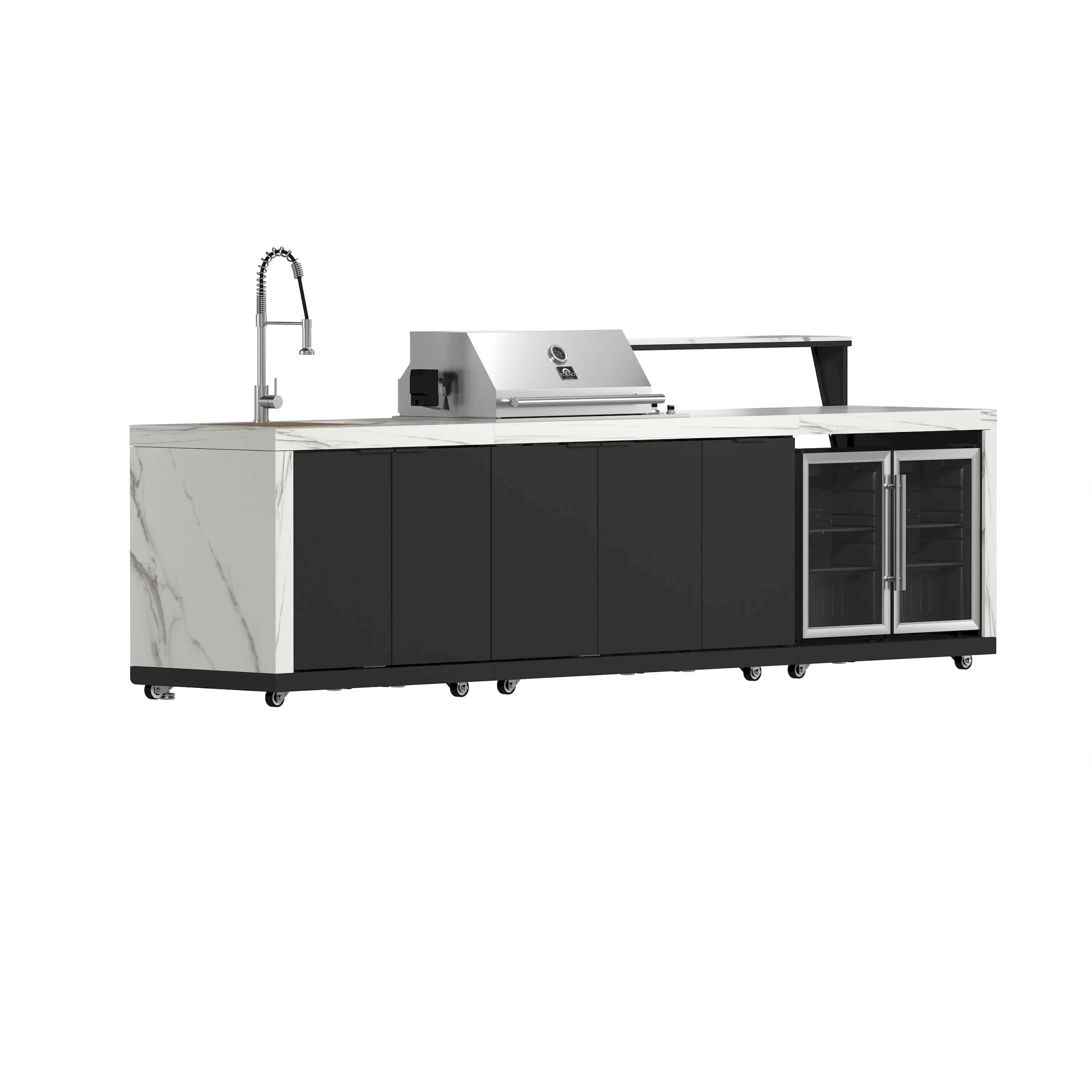 Forno Rimini Outdoor Kitchen 30-Inch BBQ 62,000 BTU, 4.8 cu.ft. Beverage Center, Stainless Steel Sink, White Countertops (FODKT2575WHT) - Image 4