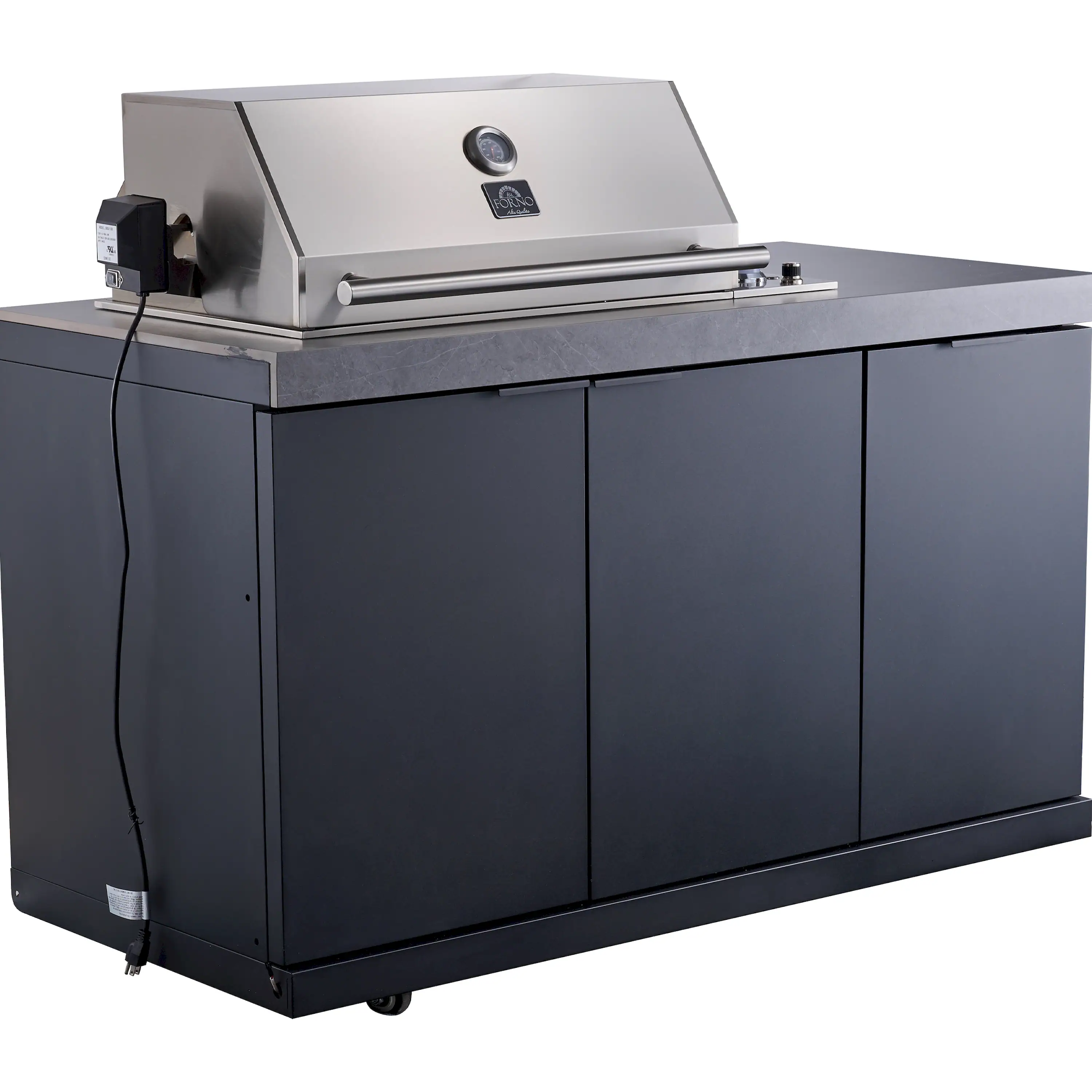 Forno Rimini Outdoor Kitchen 30-Inch BBQ 62,600 BTU, 3 Burners with Sear & Rotisserie, 2.4 cu.ft. Beverage Center, Stainless Steel Sink, Black Cabinets & Gray Sintered Stone Countertop (FODKT2544BLK) - Image 11