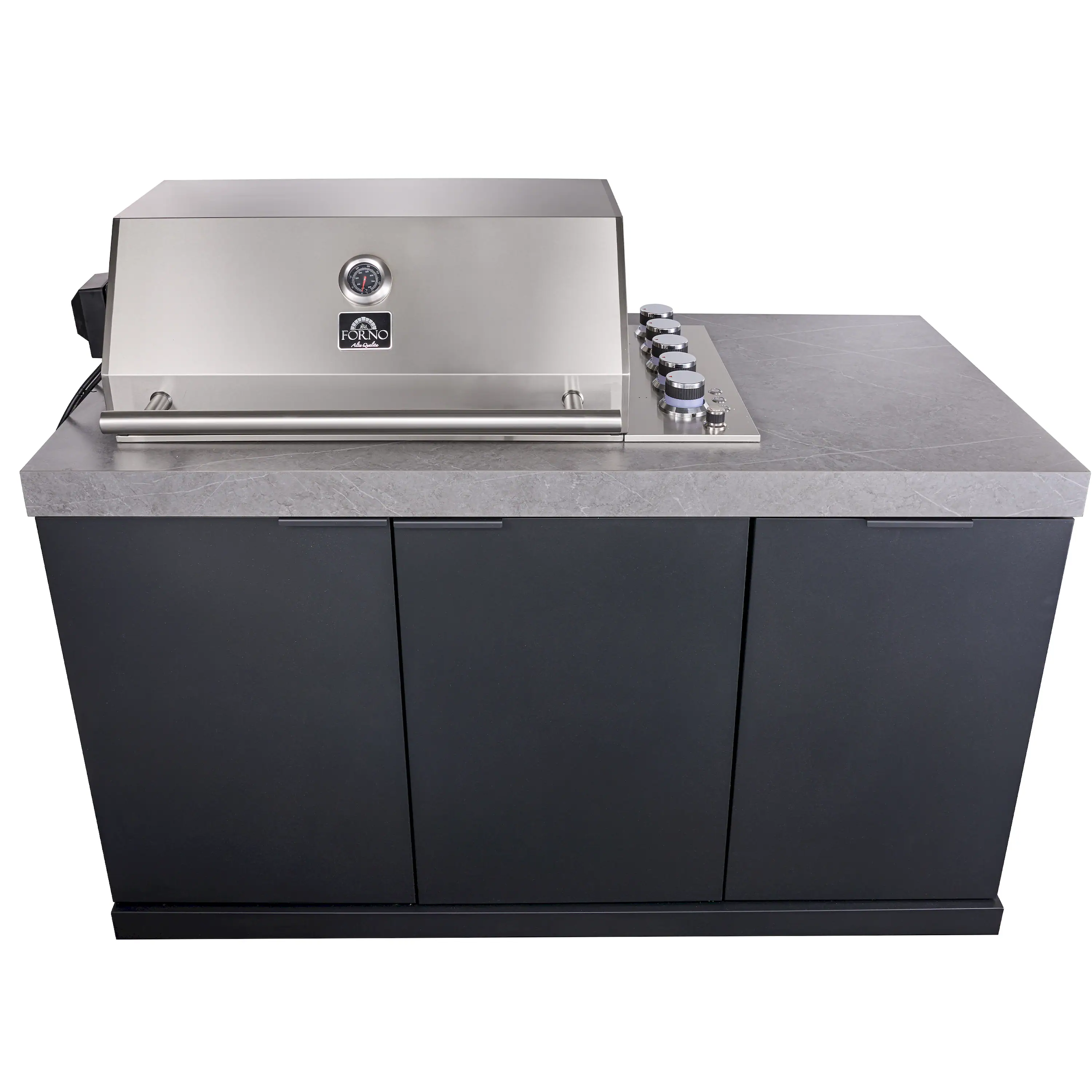 Forno Rimini Outdoor Kitchen 30-Inch BBQ 62,600 BTU, 3 Burners with Sear & Rotisserie, 2.4 cu.ft. Beverage Center, Stainless Steel Sink, Black Cabinets & Gray Sintered Stone Countertop (FODKT2544BLK) - Image 13