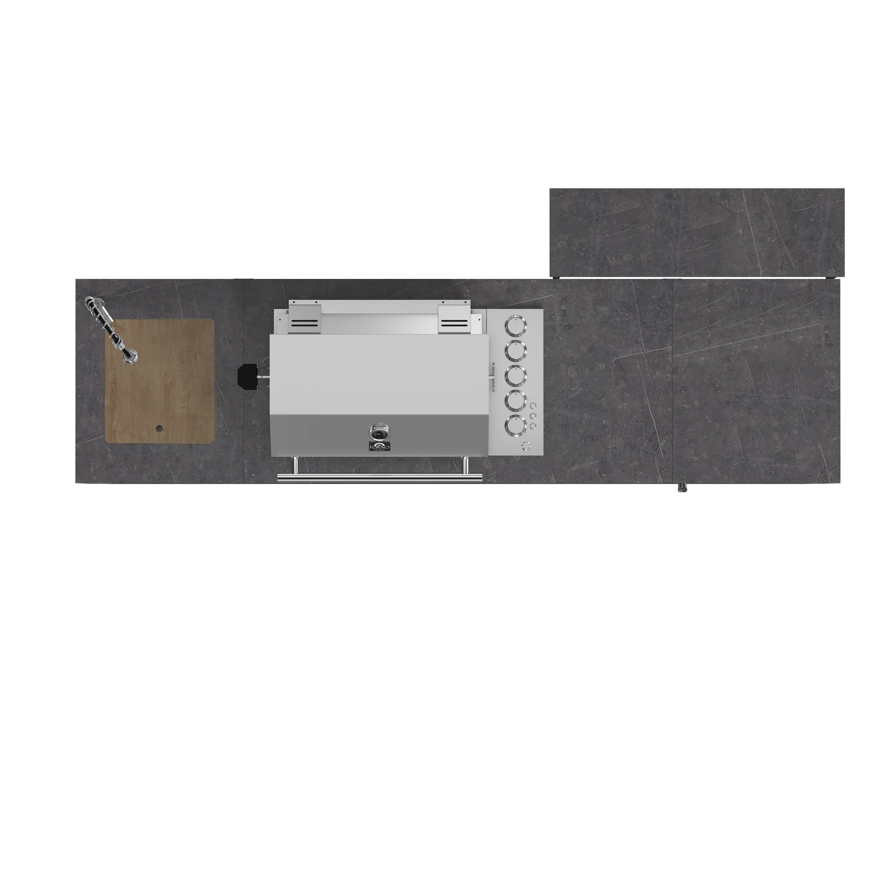 Forno Rimini Outdoor Kitchen 30-Inch BBQ 62,600 BTU, 3 Burners with Sear & Rotisserie, 2.4 cu.ft. Beverage Center, Stainless Steel Sink, Black Cabinets & Gray Sintered Stone Countertop (FODKT2544BLK) - Image 5