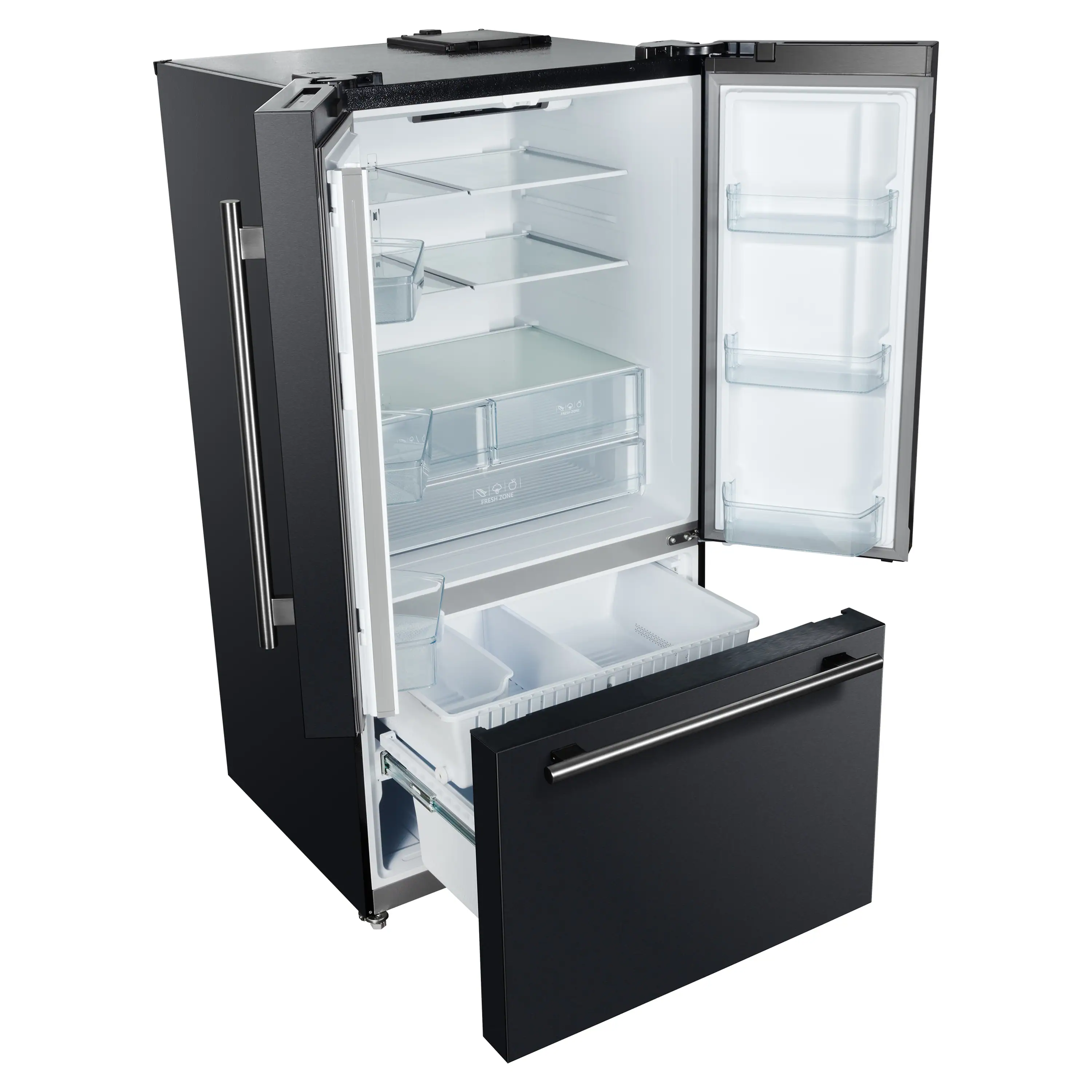 Forno Rivello 36-Inch French Door 27.4 Cu. Ft. Refrigerator with Internal Water Dispenser in Black with Stainless Steel Handles (FFFFD1783-36BLK) - Image 2