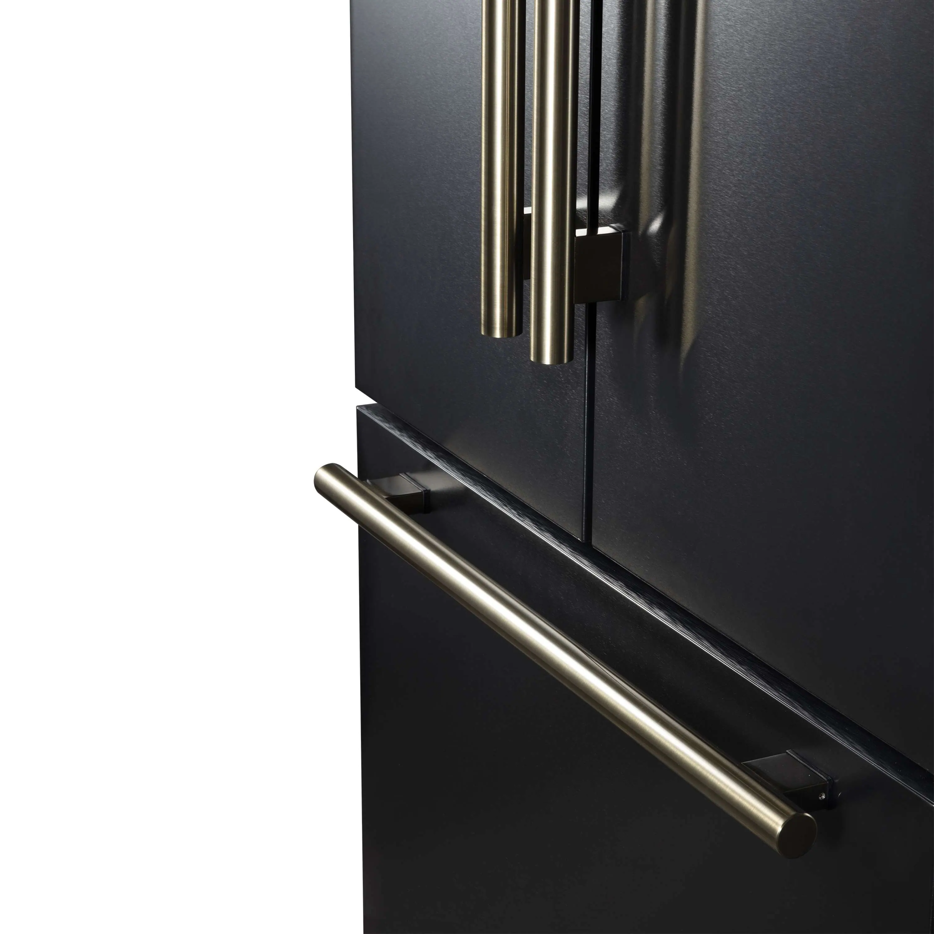 Forno Rivello 36-Inch French Door 27.4 Cu. Ft. Refrigerator with Internal Water Dispenser in Black with Antique Brass Handles (FFFFD1783-36BLK) - Image 14