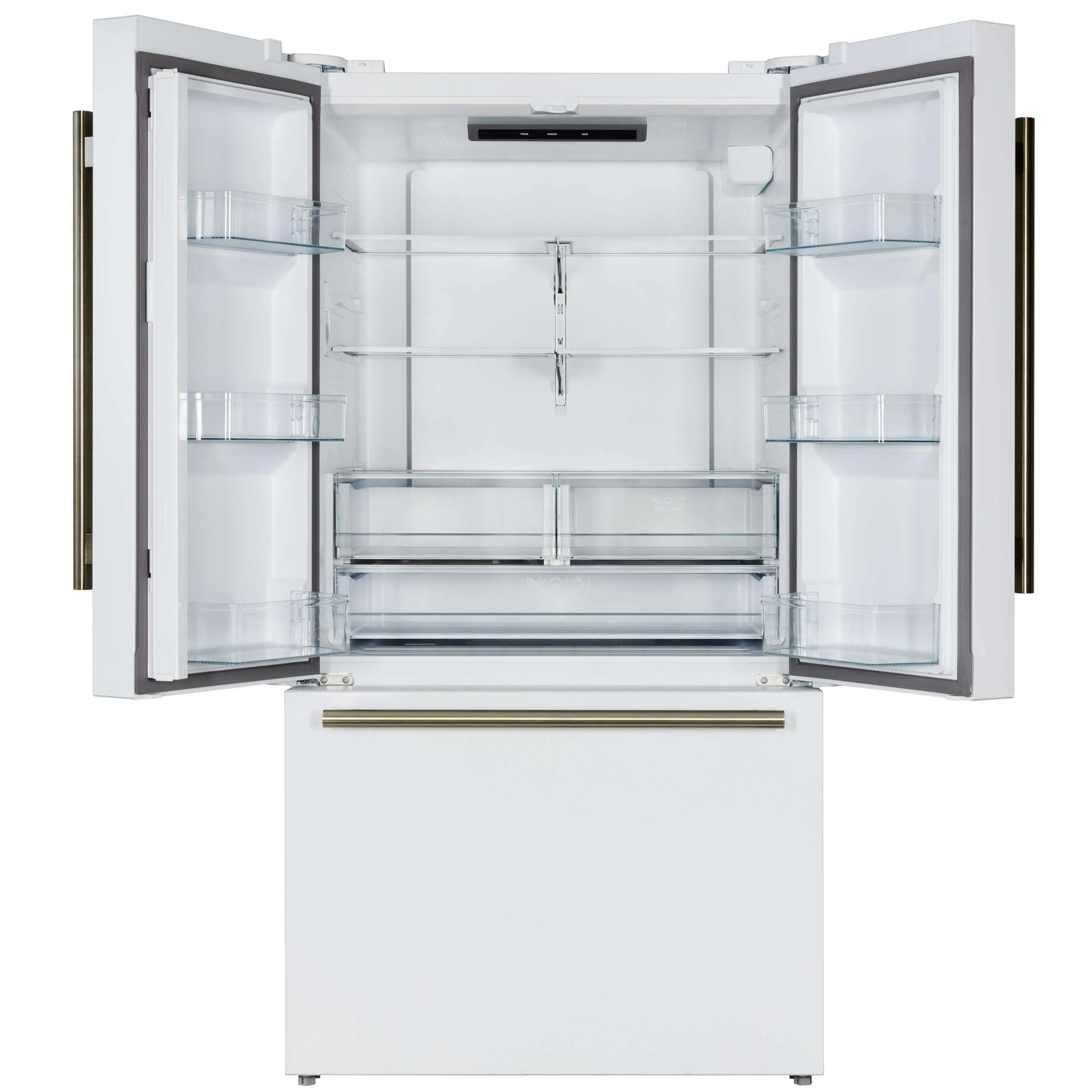 Forno Rivello 36-Inch French Door 27.4 Cu. Ft. Refrigerator with Internal Water Dispenser in White with Antique Brass Handles (FFFFD1783-36WHT) - Image 4