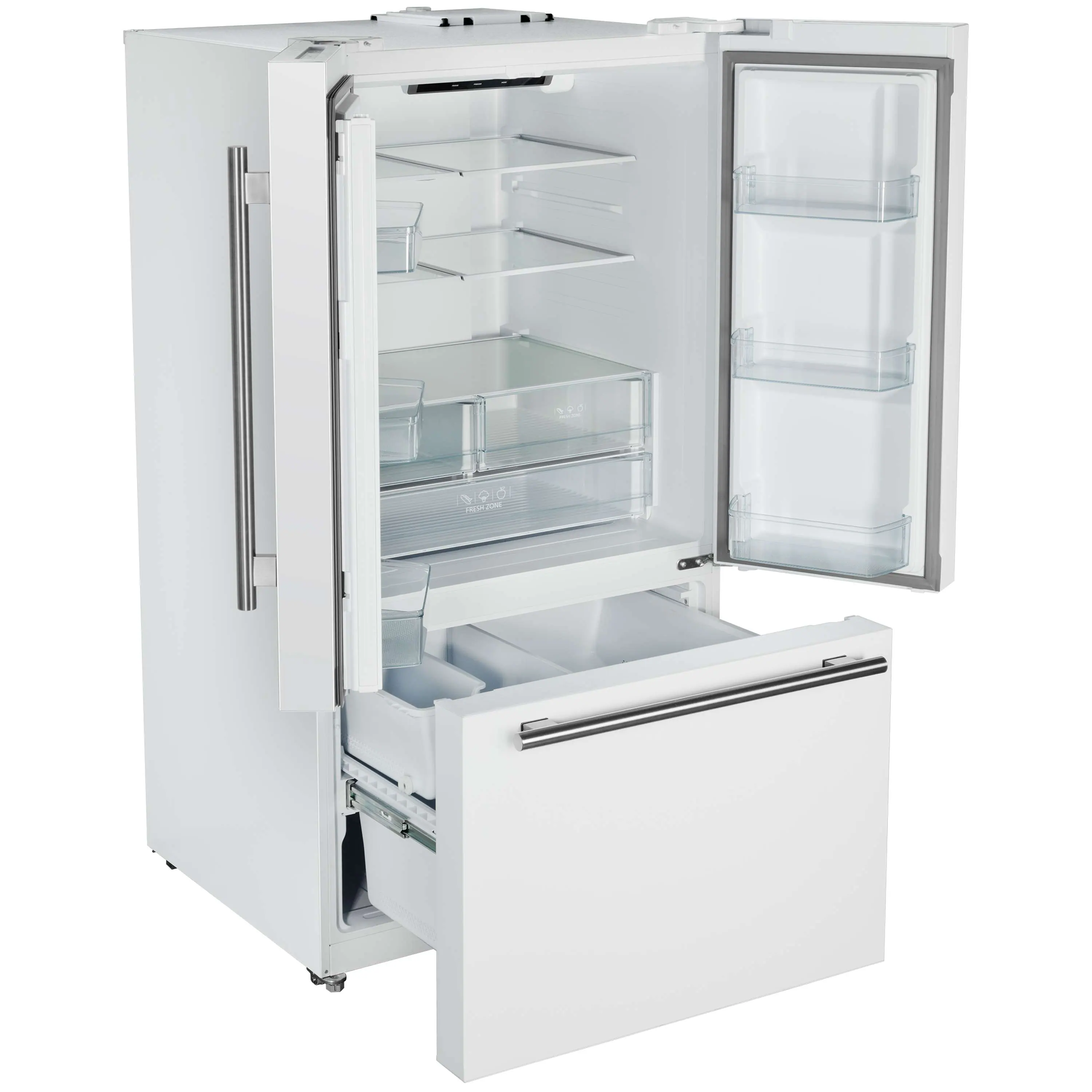 Forno Rivello 36-Inch French Door 27.4 Cu. Ft. Refrigerator with Internal Water Dispenser in White with Antique Brass Handles (FFFFD1783-36WHT) - Image 5