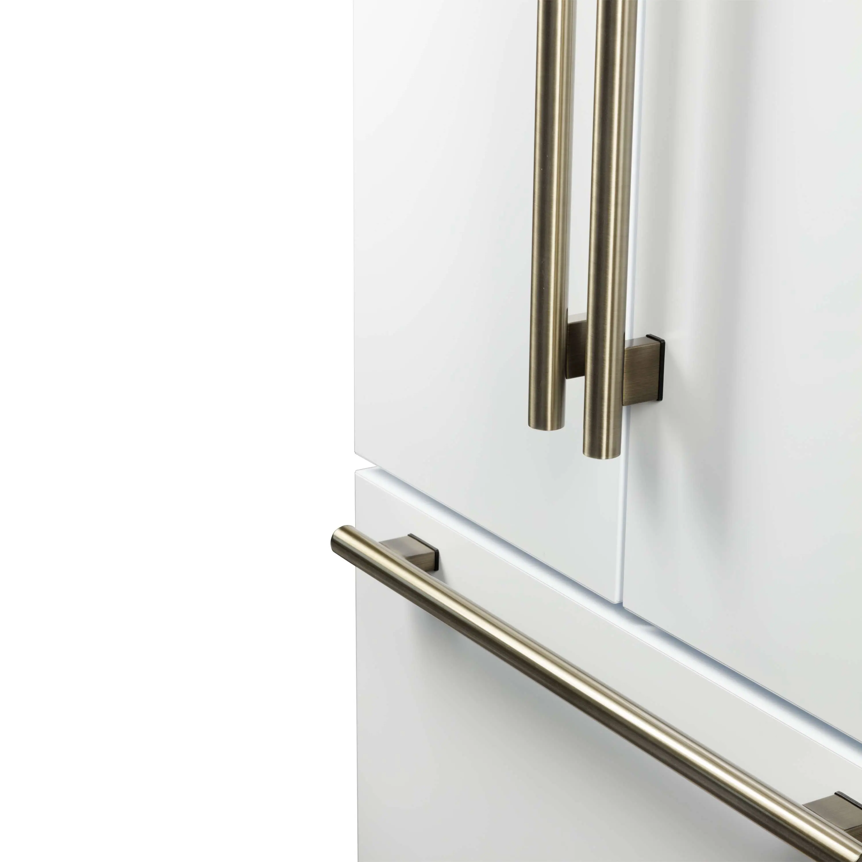Forno Rivello 36-Inch French Door 27.4 Cu. Ft. Refrigerator with Internal Water Dispenser in White with Antique Brass Handles (FFFFD1783-36WHT) - Image 6