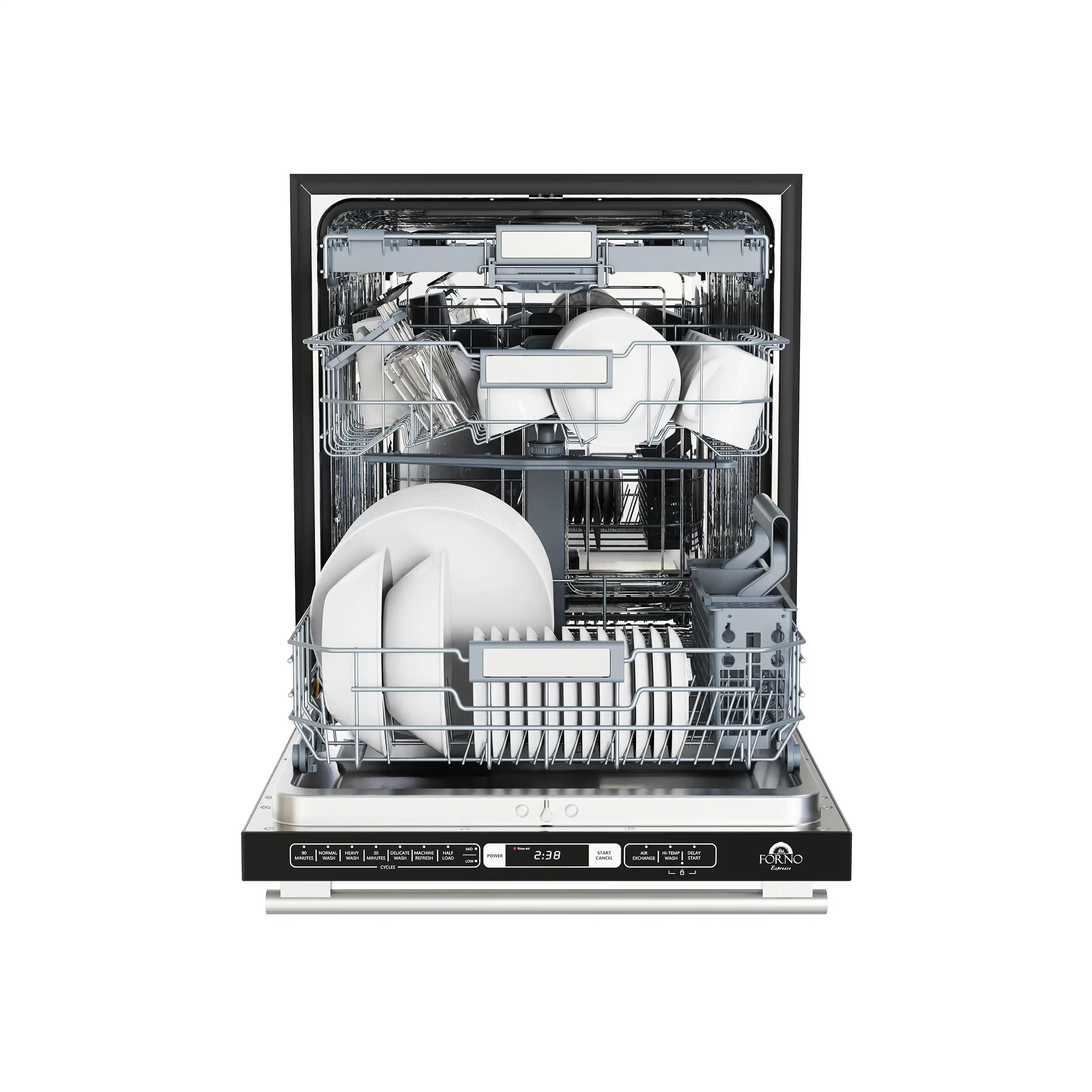 Forno Romano Espresso 24-Inch Built-In Dishwasher in Black with Stainless Steel Handle (FDWBI8035-24BLK) - Image 4