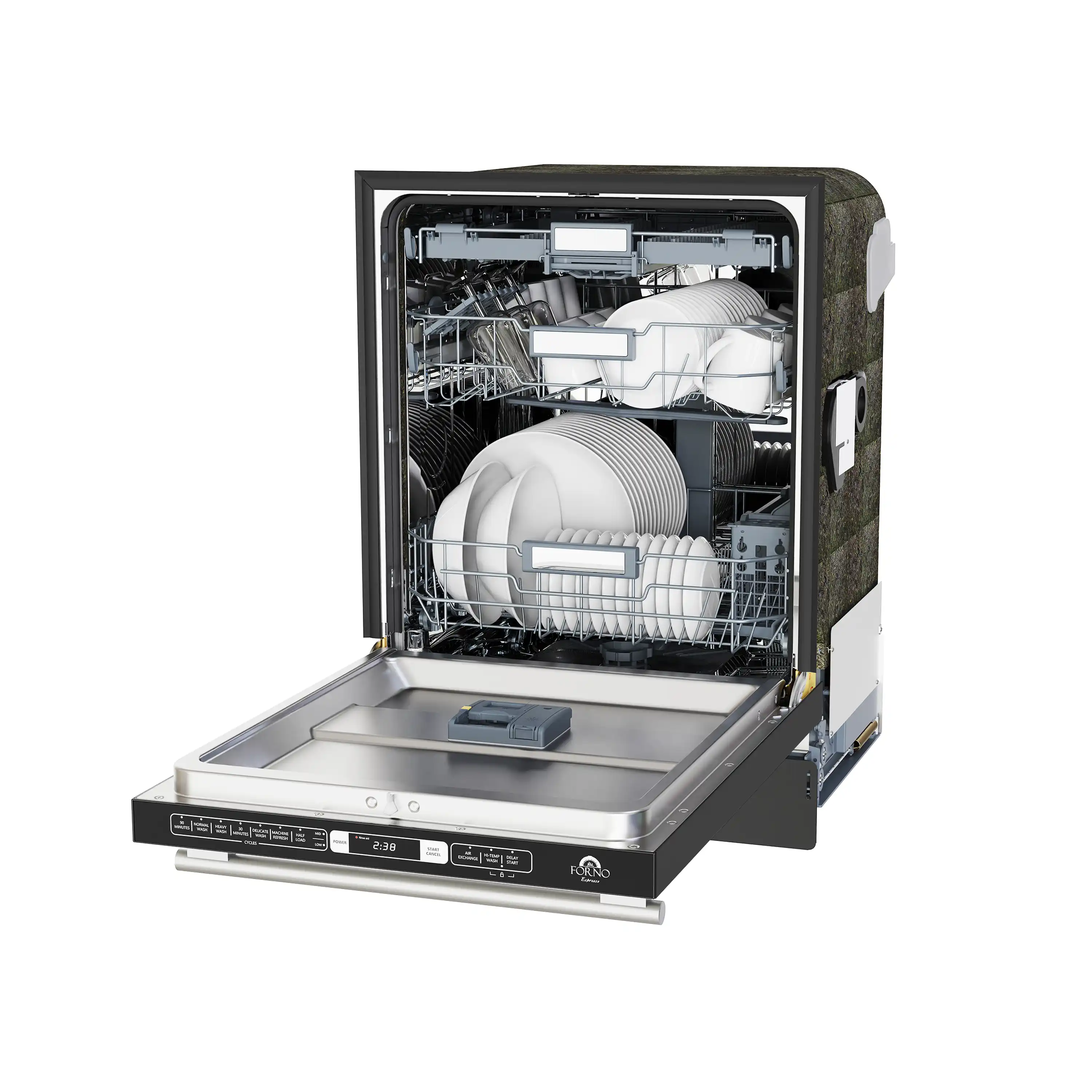 Forno Romano Espresso 24-Inch Built-In Dishwasher in Black with Stainless Steel Handle (FDWBI8035-24BLK) - Image 5
