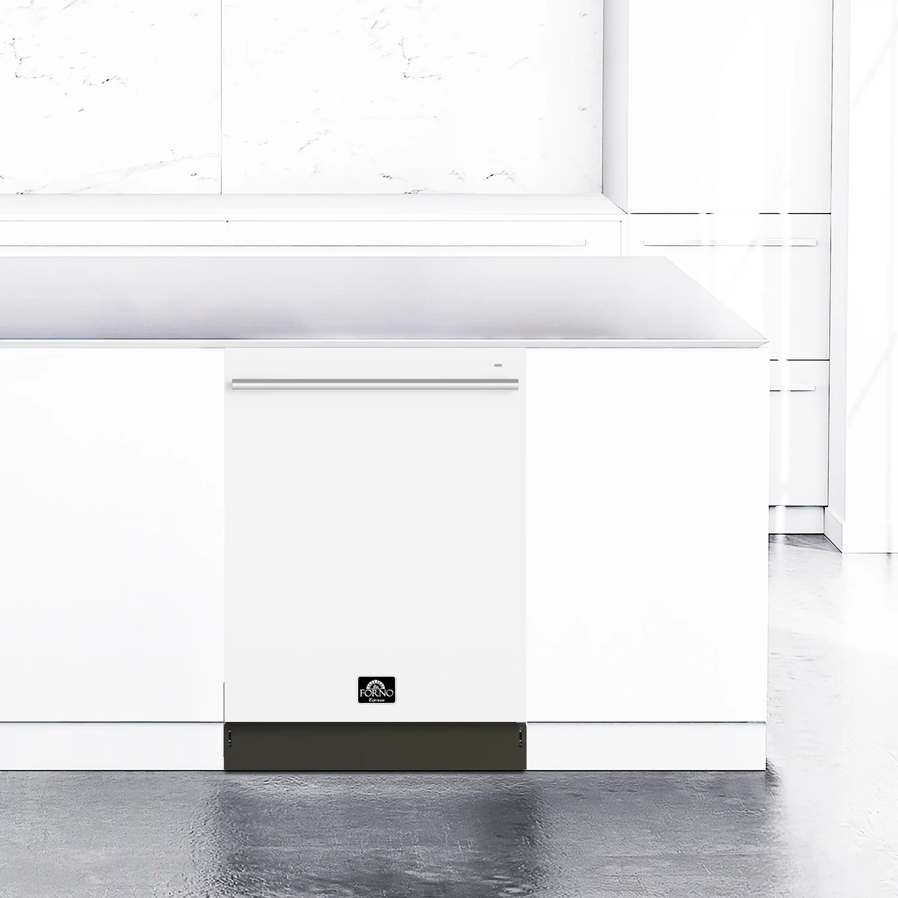 Forno Romano Espresso 24-Inch Built-In Dishwasher in White with Stainless Steel Handle (FDWBI8035-24WHT) - Image 3