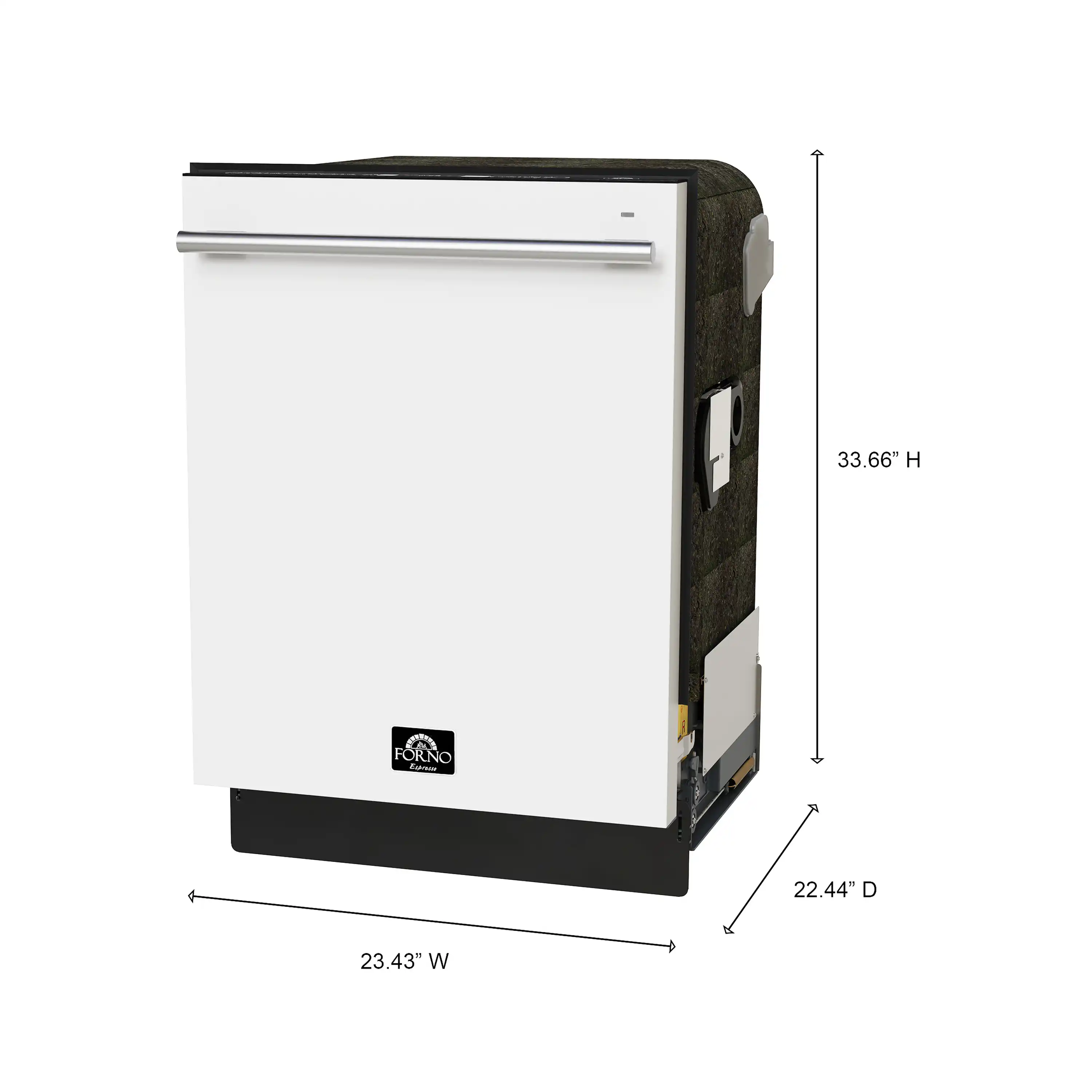 Forno Romano Espresso 24-Inch Built-In Dishwasher in White with Stainless Steel Handle (FDWBI8035-24WHT) - Image 7