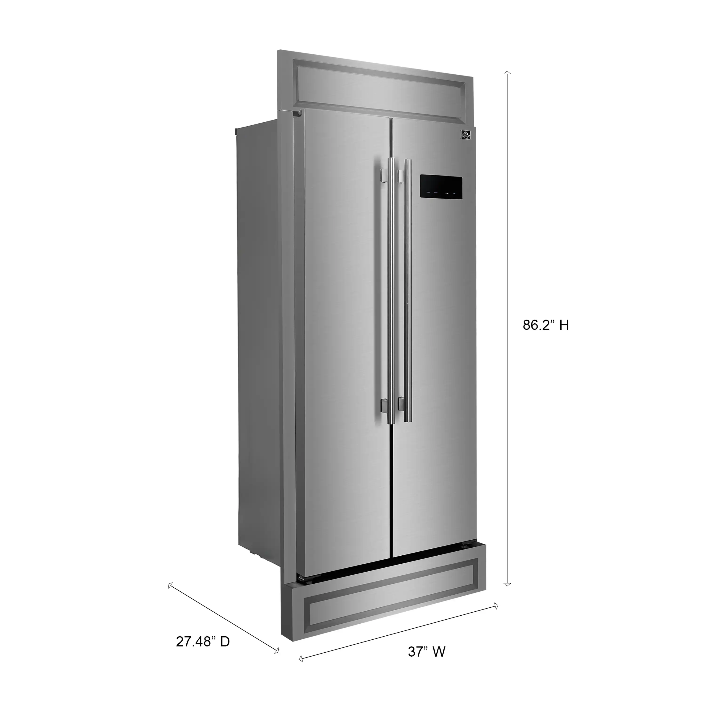 Forno Salerno 33-Inch 15.6 cu.ft Built-in Refrigerator with Modern Decorative Grille in Stainless Steel (FFRBI1805-37MG) - Image 12