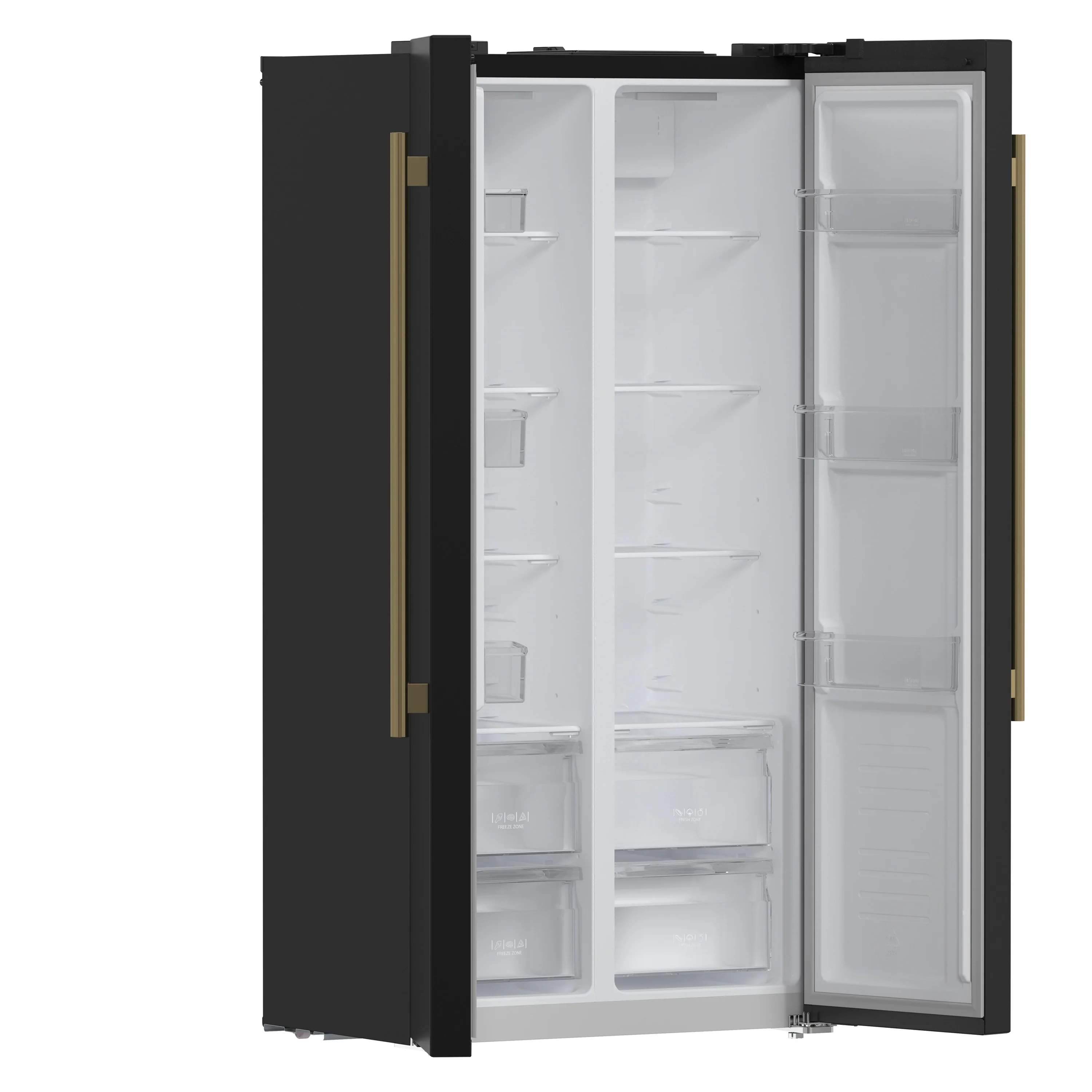 Forno Salerno Espresso 33-inch Side-by-Side 15.6 Cu.Ft. Refrigerator in Black with Antique Brass Trim (FFRBI1805-33BLK) - Image 5