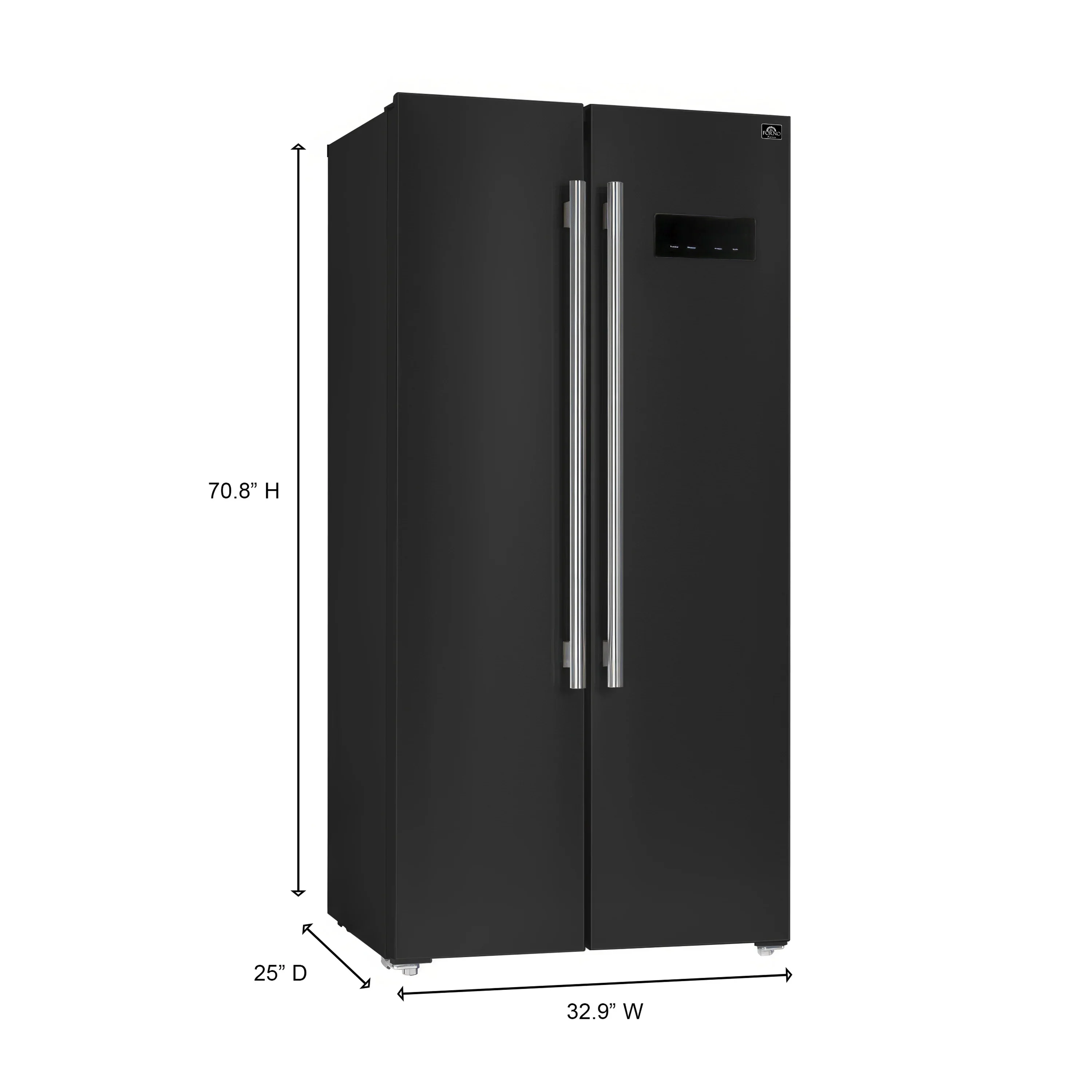 Forno Salerno Espresso 33-inch Side-by-Side 15.6 Cu.Ft. Refrigerator in Black with Stainless Steel Handle (FFRBI1805-33BLK) - Image 10