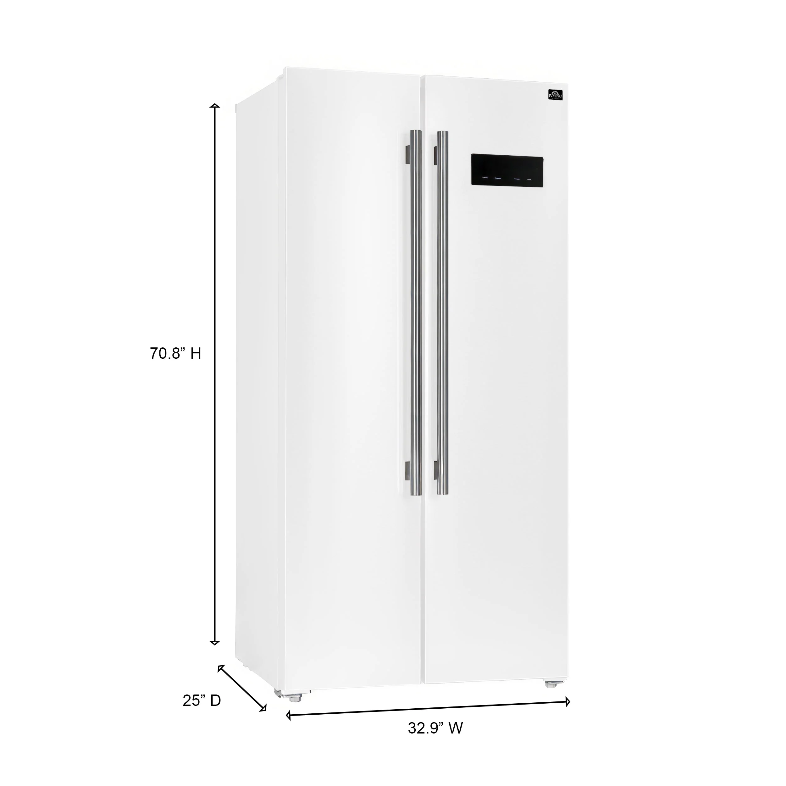 Forno Salerno Espresso 33-inch Side-by-Side 15.6 Cu.Ft. Refrigerator in White with Antique Brass Trim (FFRBI1805-33WHT) - Image 11