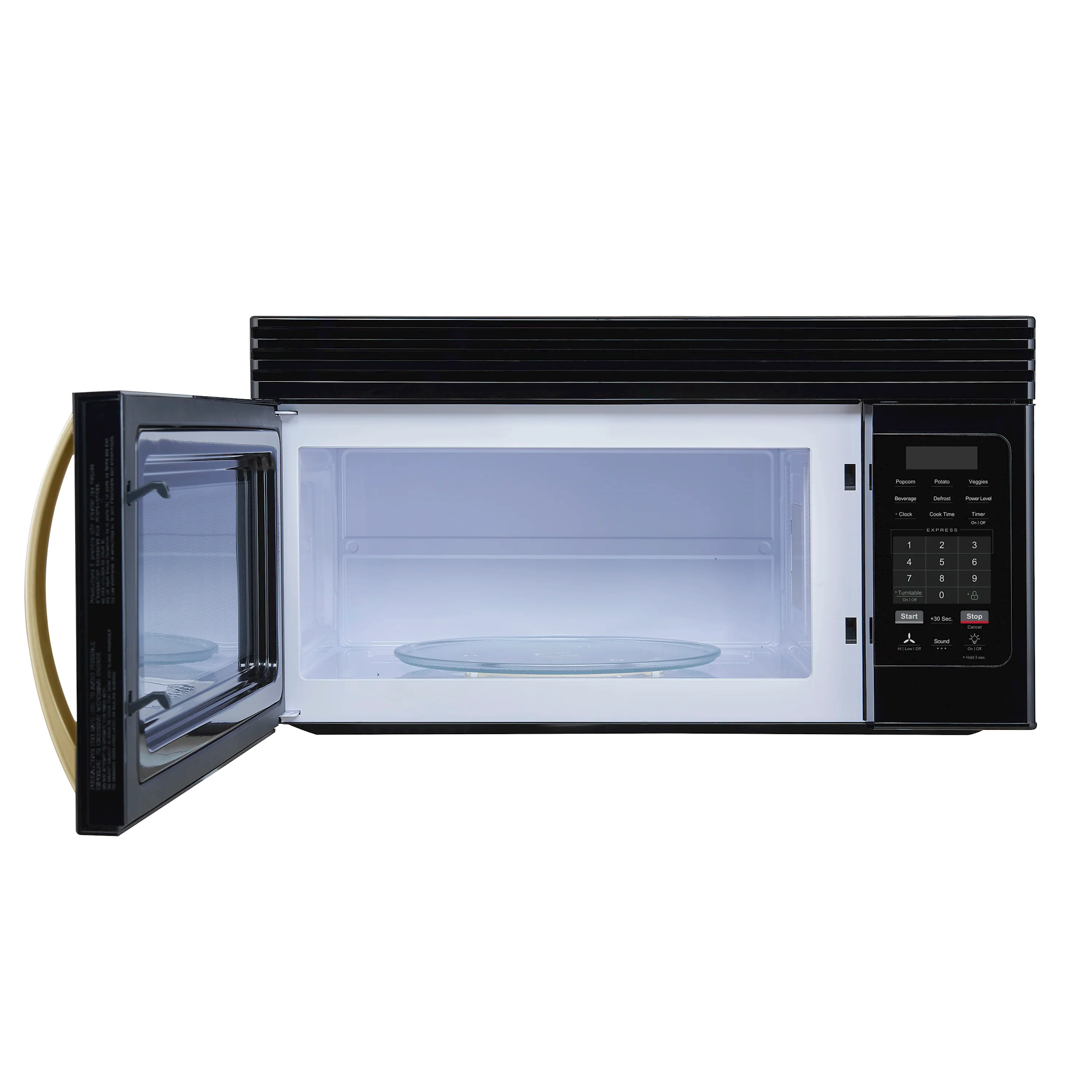 Forno Scalo 30-Inch Over the Range Microwave in Black with Antique Brass Handle – 1.6 cu.ft, 300 CFM Vent, Touch Control, LED Light (FOTR3007-30BLK) - Image 3