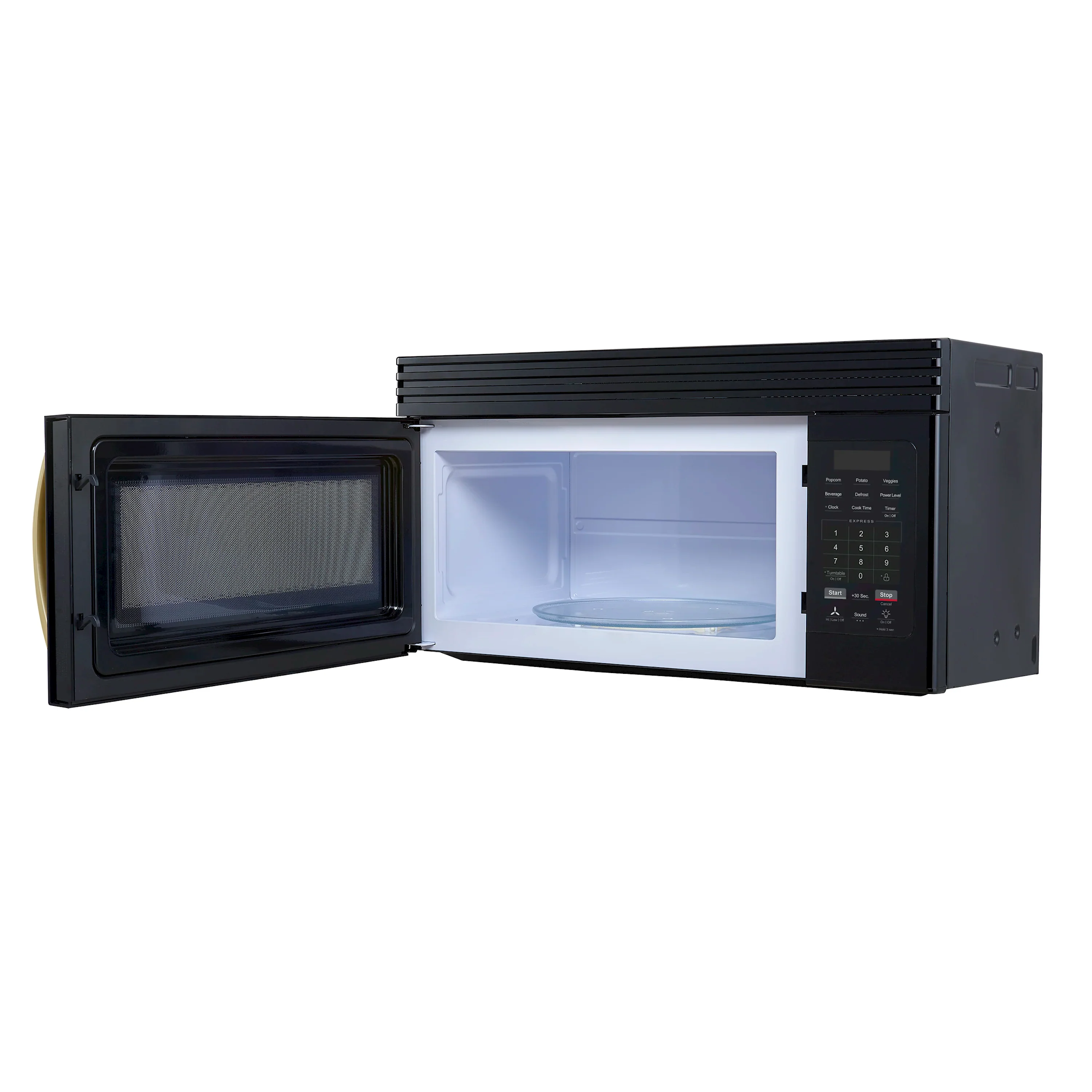Forno Scalo 30-Inch Over the Range Microwave in Black with Antique Brass Handle – 1.6 cu.ft, 300 CFM Vent, Touch Control, LED Light (FOTR3007-30BLK) - Image 4