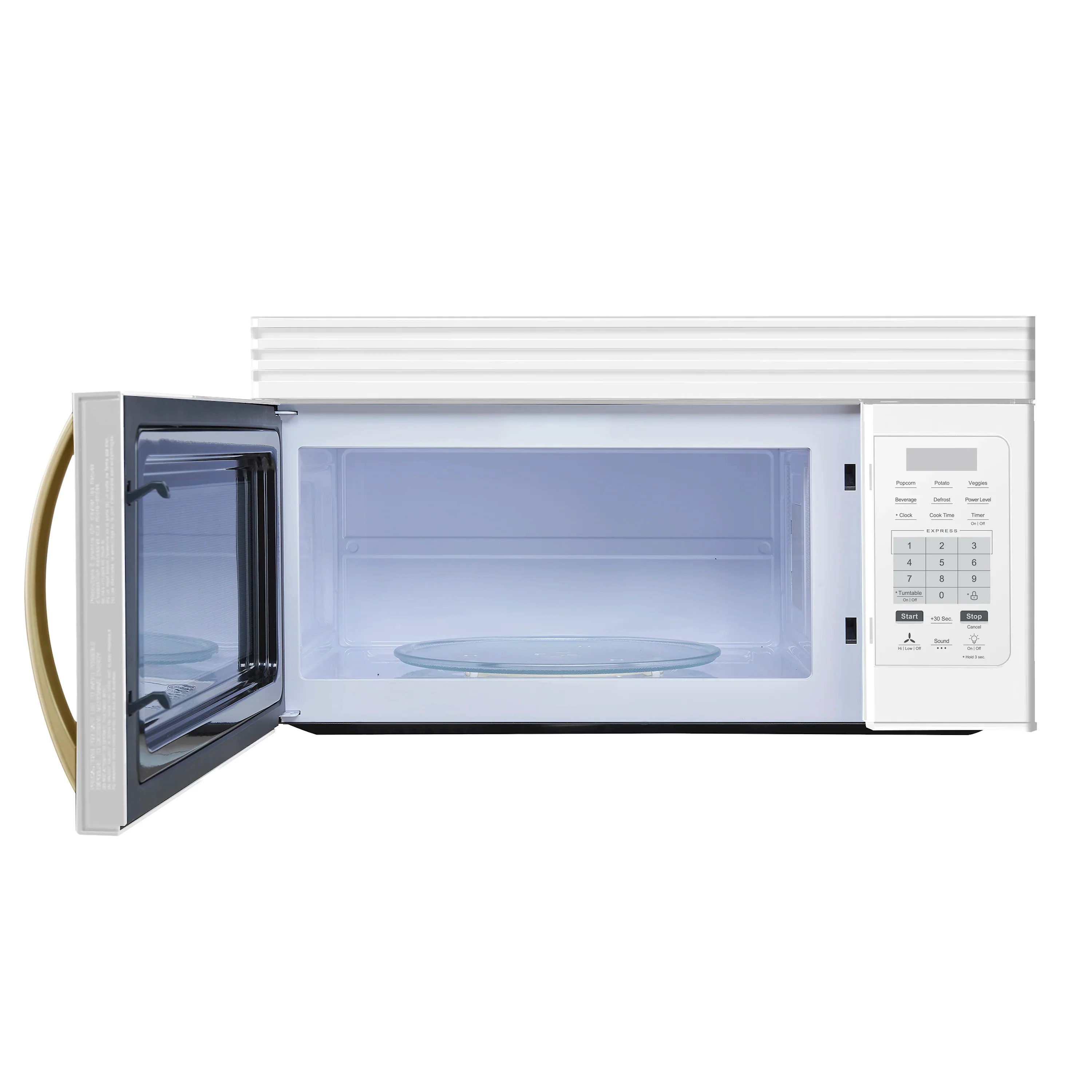 Forno Scalo 30-Inch Over the Range Microwave in White with Antique Brass Handle – 1.6 cu.ft, 300 CFM Vent, Touch Control, LED Light (FOTR3007-30WHT) - Image 3