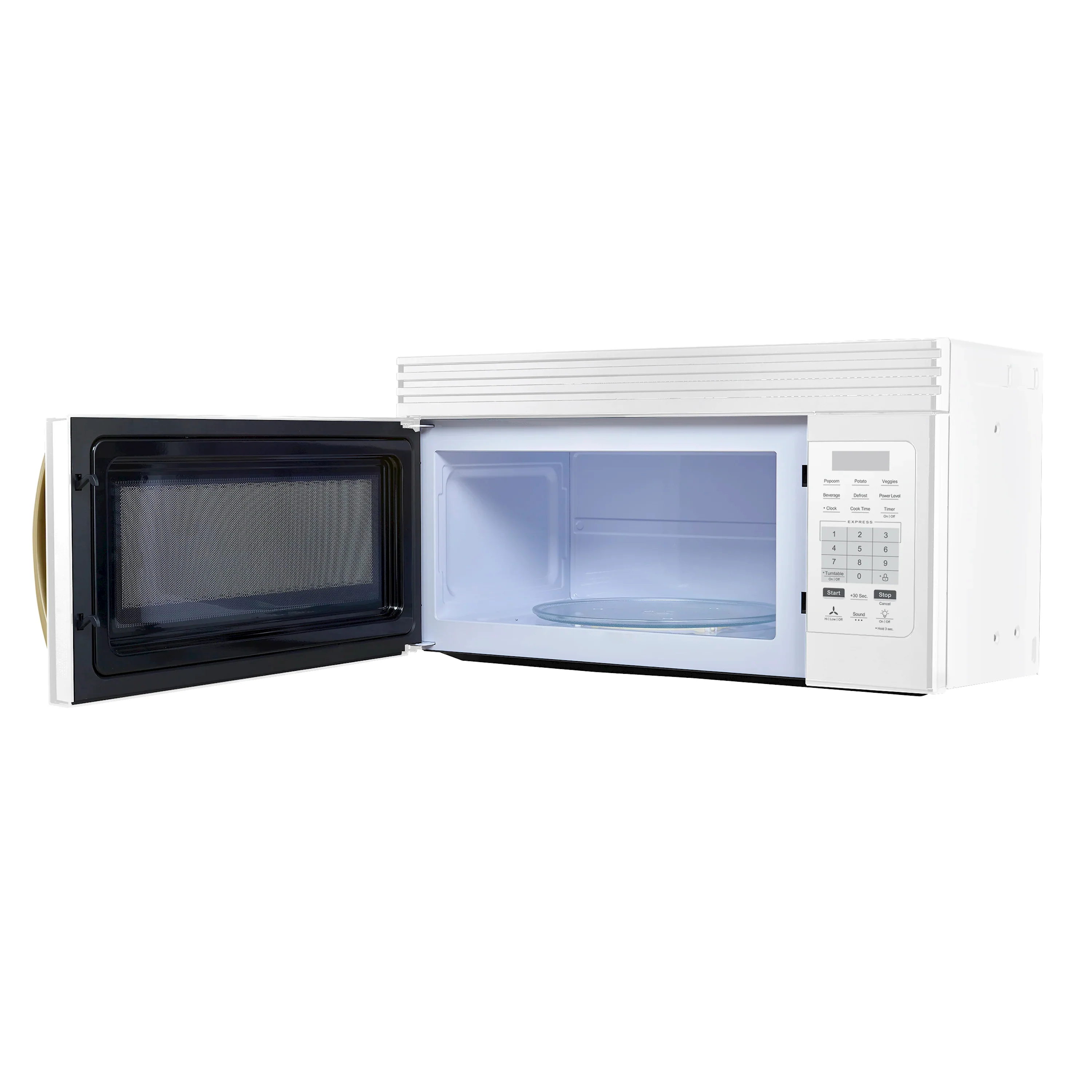 Forno Scalo 30-Inch Over the Range Microwave in White with Antique Brass Handle – 1.6 cu.ft, 300 CFM Vent, Touch Control, LED Light (FOTR3007-30WHT) - Image 4