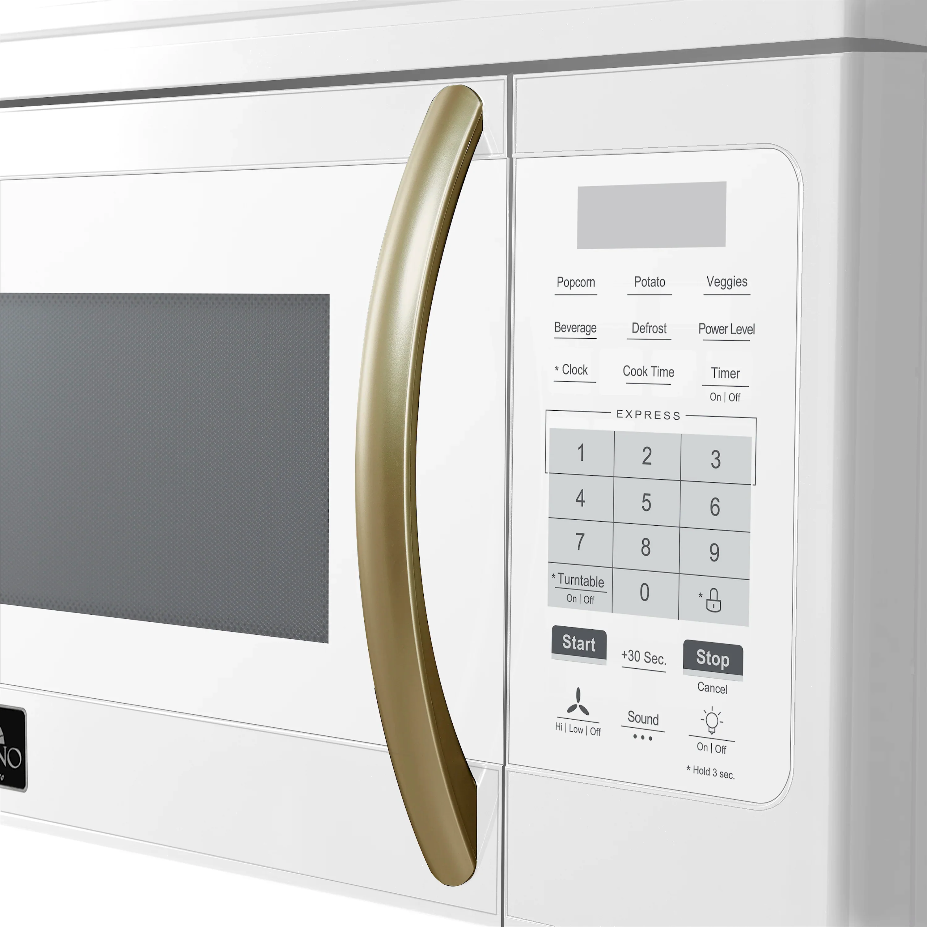 Forno Scalo 30-Inch Over the Range Microwave in White with Antique Brass Handle – 1.6 cu.ft, 300 CFM Vent, Touch Control, LED Light (FOTR3007-30WHT) - Image 5