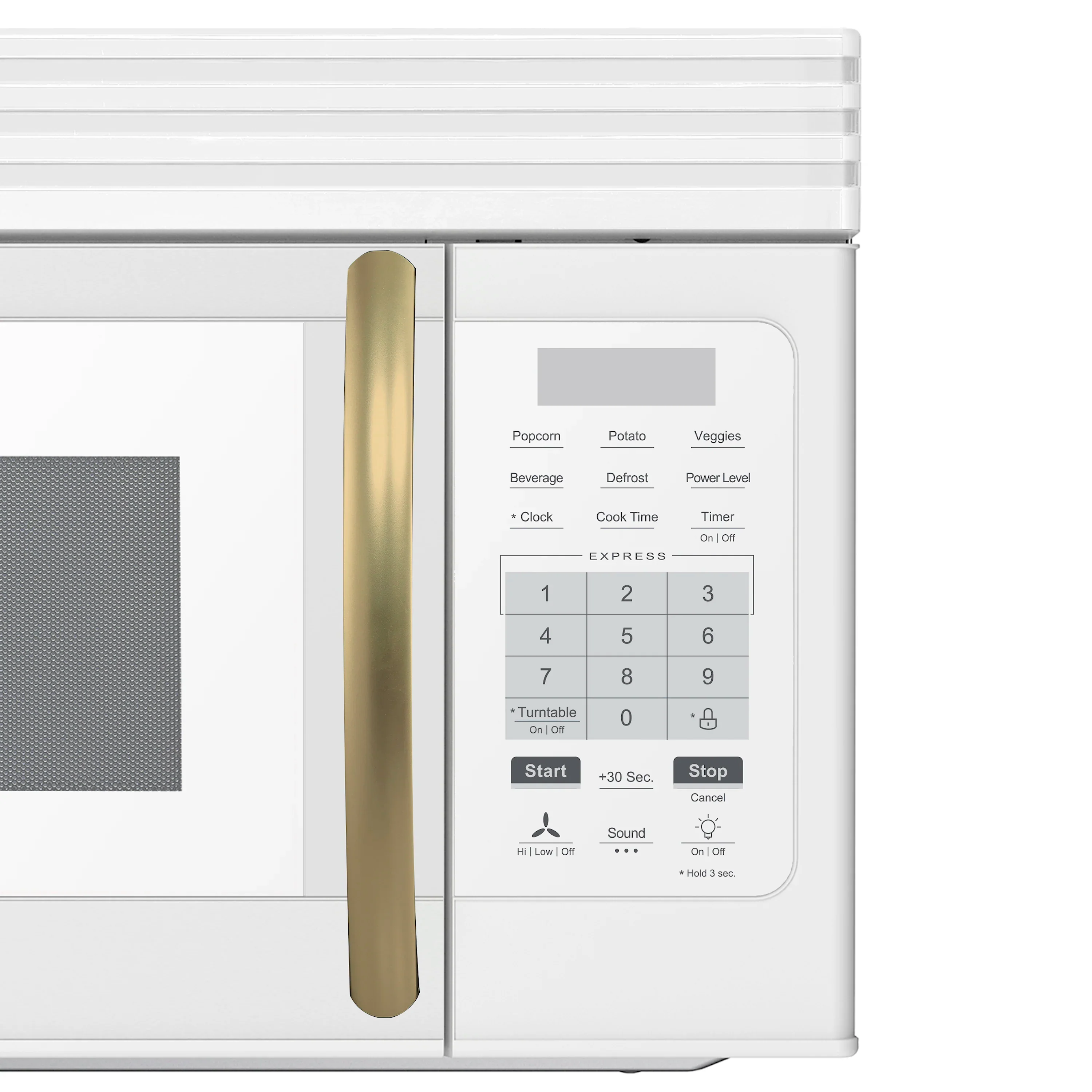 Forno Scalo 30-Inch Over the Range Microwave in White with Antique Brass Handle – 1.6 cu.ft, 300 CFM Vent, Touch Control, LED Light (FOTR3007-30WHT) - Image 7
