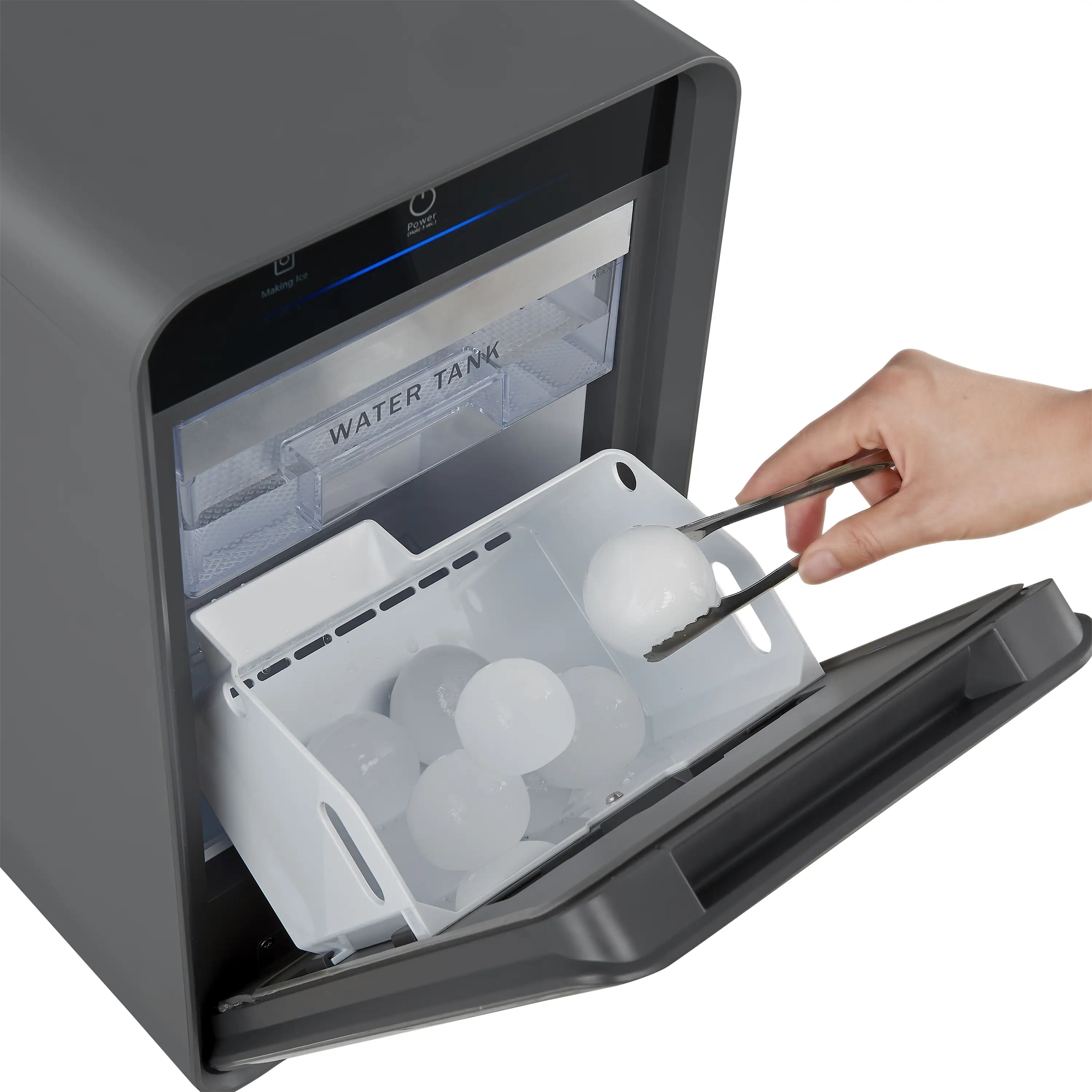 Forno Sferico 11-Inch Ice Maker in Silver with 32 Clear 2-Inch Slow-Melting Spheres Daily, Stores More Than 10 Balls (FIMFS7352-11S) - Image 6
