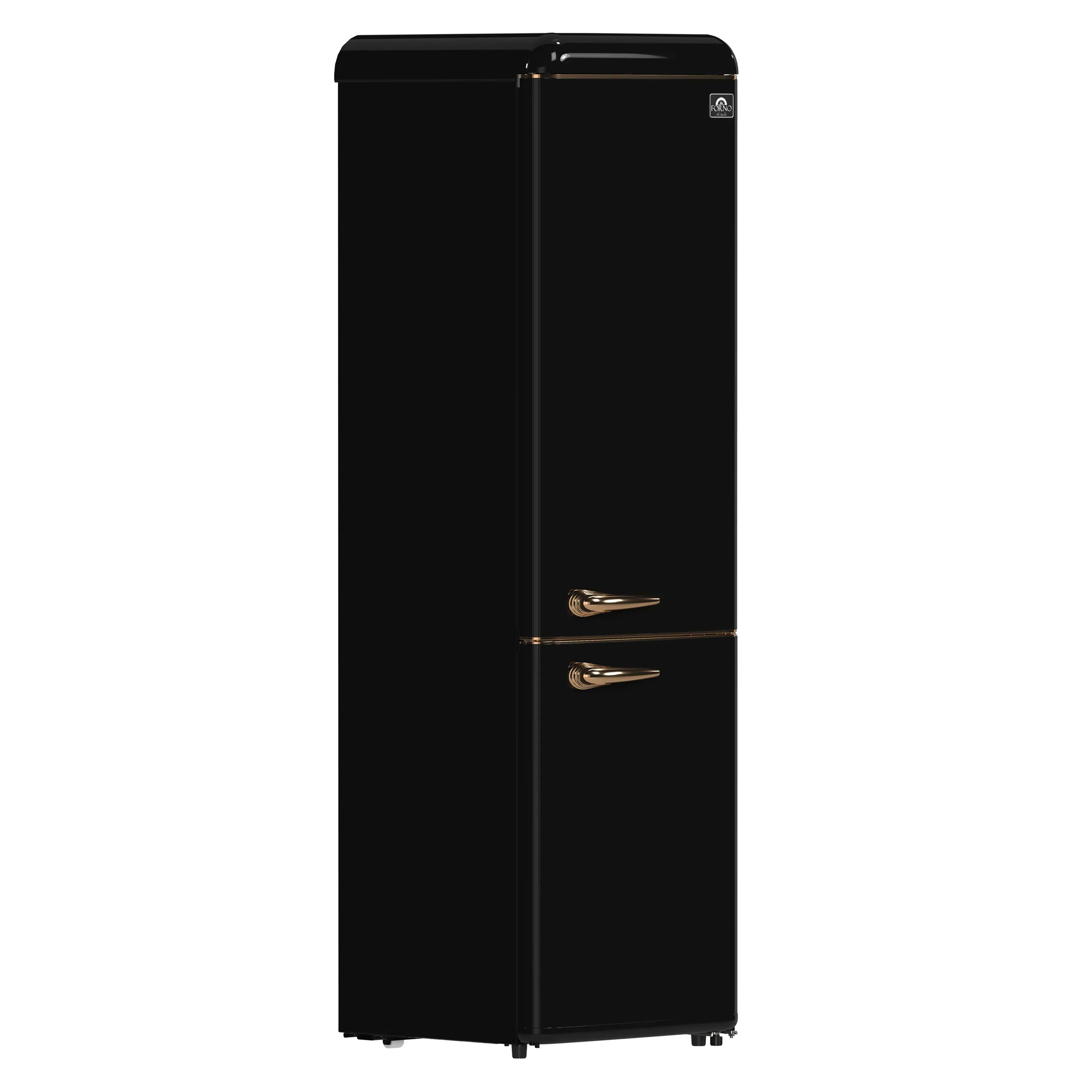 Forno Storico 22-Inch 9 Cu.Ft. Retro Bottom Freezer Refrigerator in Black with Copper-Tone Handle (FFFFD1745-22BLK) - Image 2