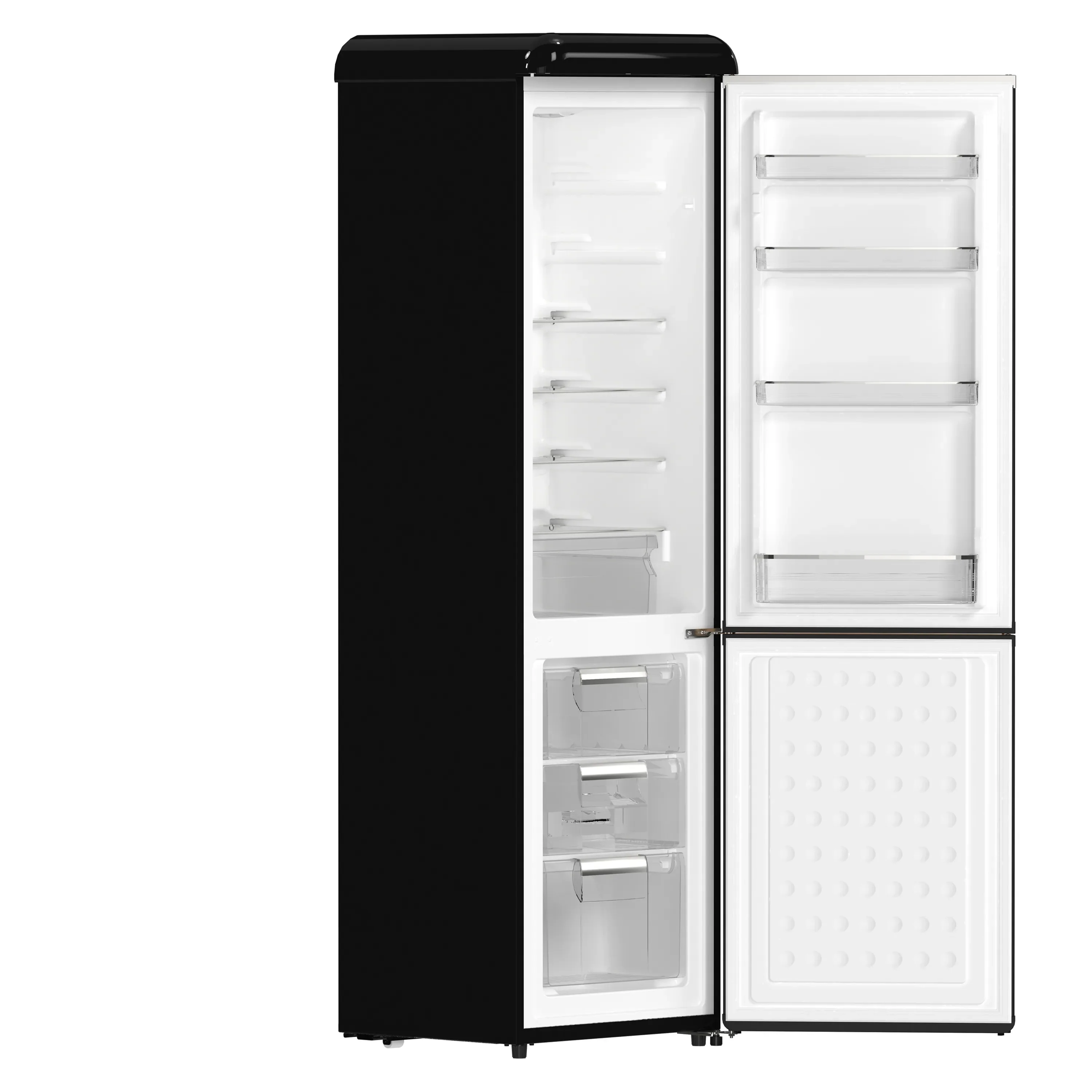 Forno Storico 22-Inch 9 Cu.Ft. Retro Bottom Freezer Refrigerator in Black with Copper-Tone Handle (FFFFD1745-22BLK) - Image 4