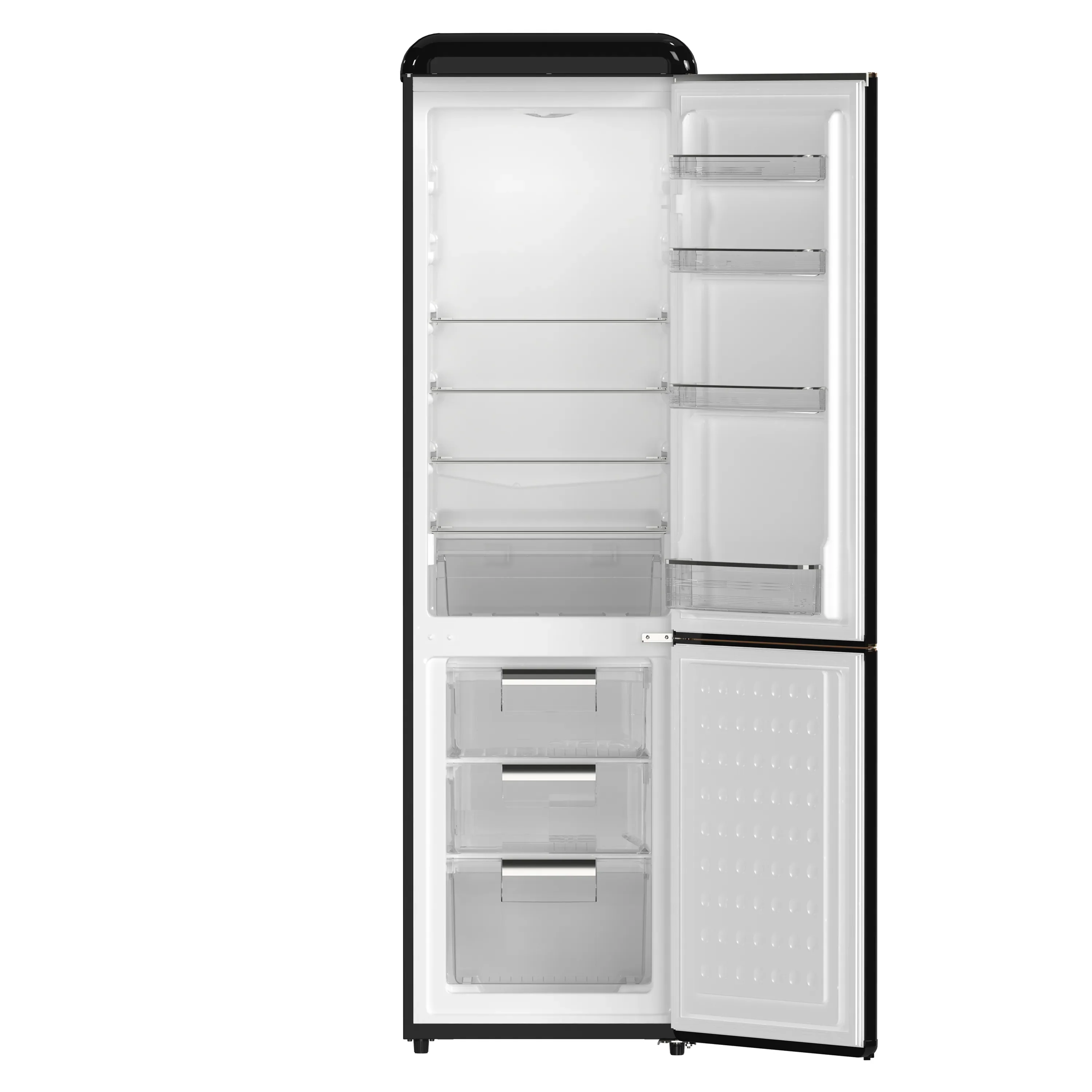 Forno Storico 22-Inch 9 Cu.Ft. Retro Bottom Freezer Refrigerator in Black with Copper-Tone Handle (FFFFD1745-22BLK) - Image 5