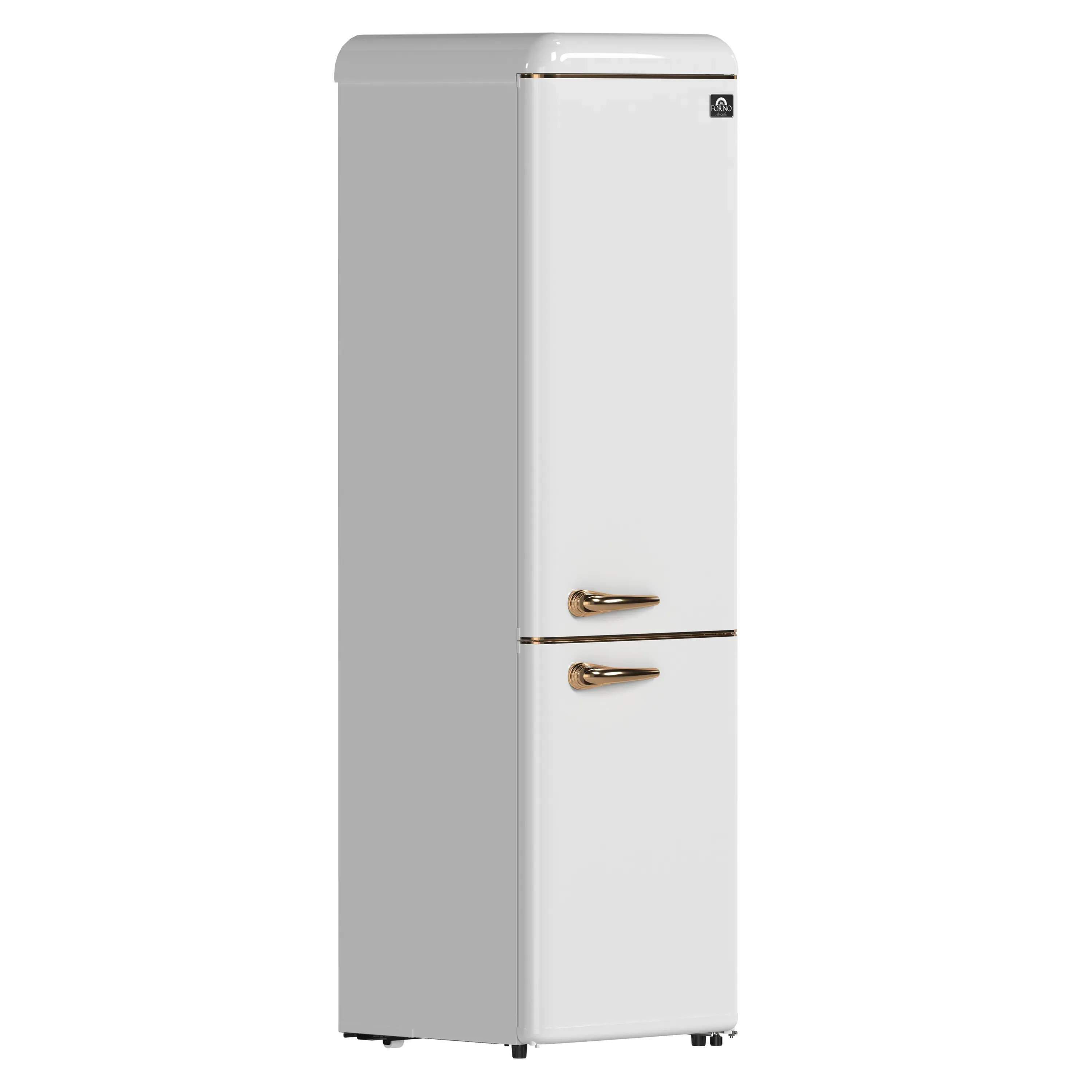 Forno Storico 22-Inch 9 Cu.Ft. Retro Bottom Freezer Refrigerator in White with Copper-Tone Handle (FFFFD1745-22WHT) - Image 2
