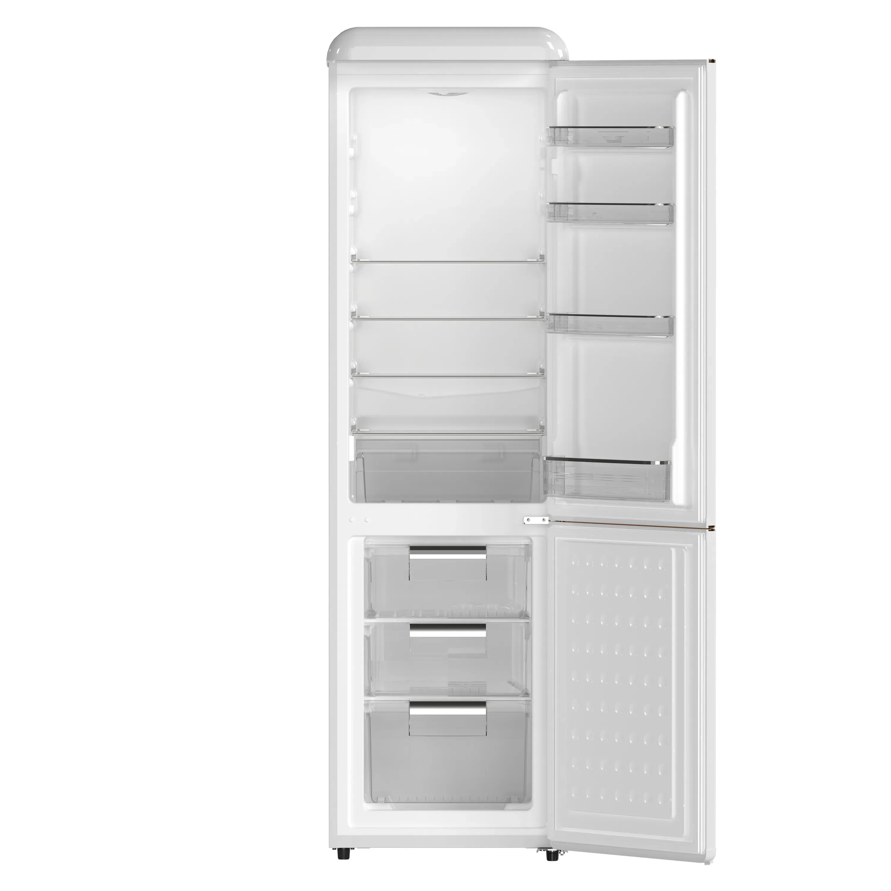 Forno Storico 22-Inch 9 Cu.Ft. Retro Bottom Freezer Refrigerator in White with Copper-Tone Handle (FFFFD1745-22WHT) - Image 4