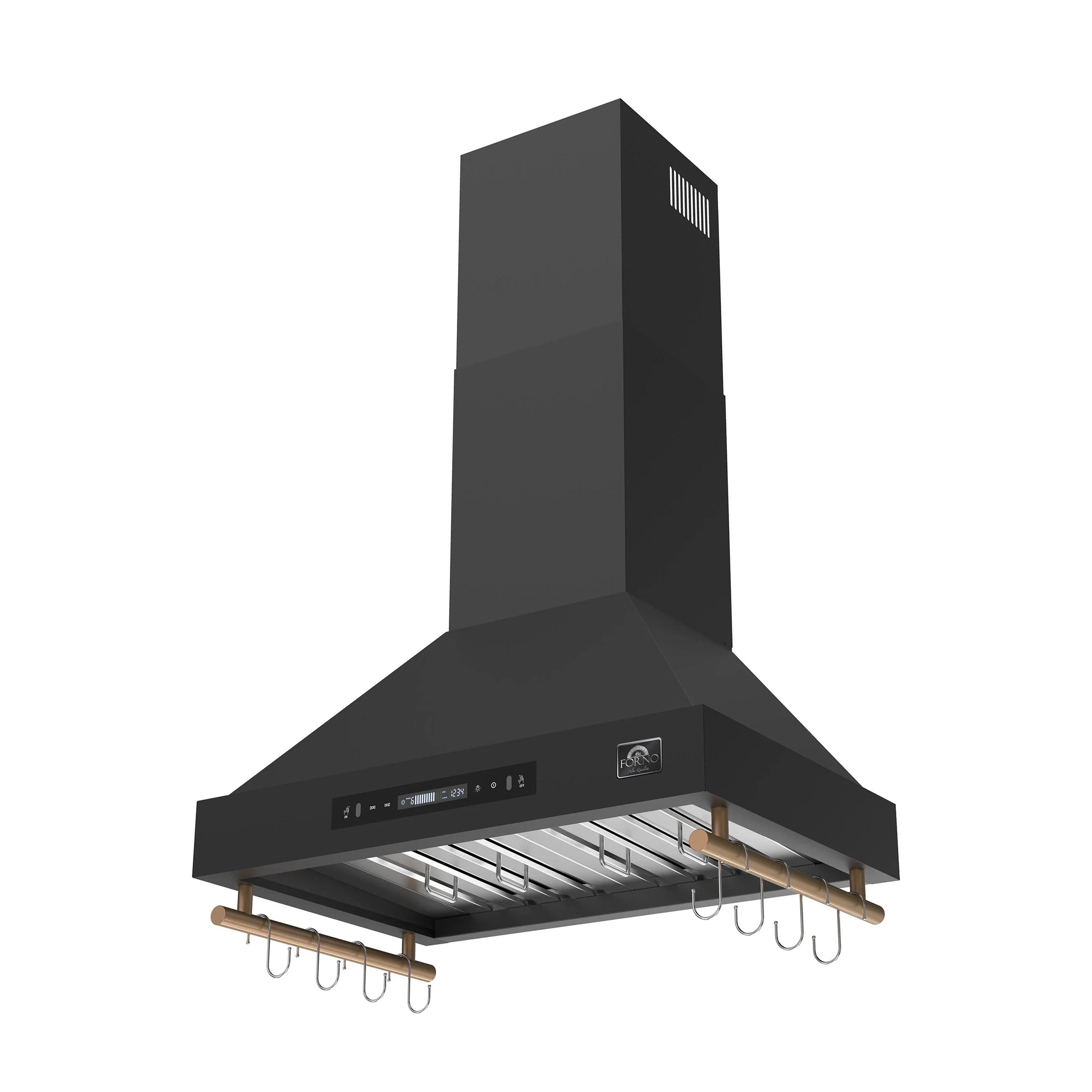 Forno Venezia 30-Inch Wall-Mounted Range Hood in Black with Antique Brass Trim (FRHWM5503-30BLK) - Image 2