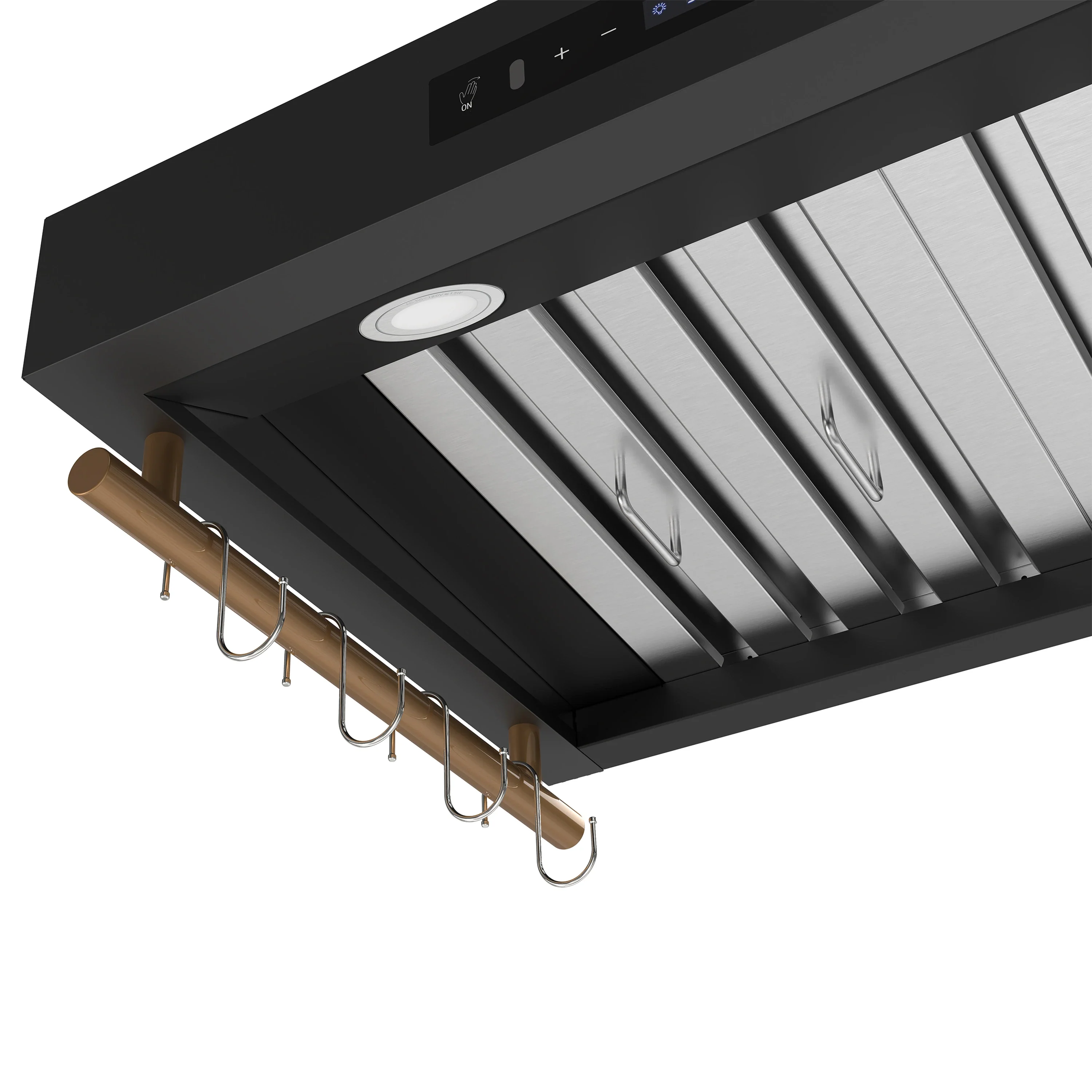 Forno Venezia 30-Inch Wall-Mounted Range Hood in Black with Antique Brass Trim (FRHWM5503-30BLK) - Image 6