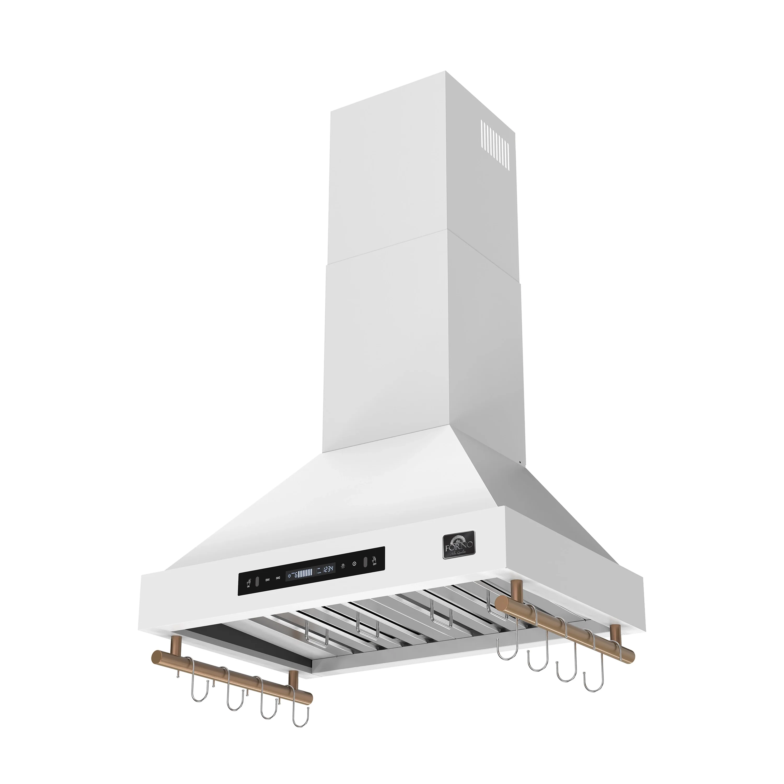 Forno Venezia 30-Inch Wall-Mounted Range Hood in White with Antique Brass Trim (FRHWM5503-30WHT) - Image 2