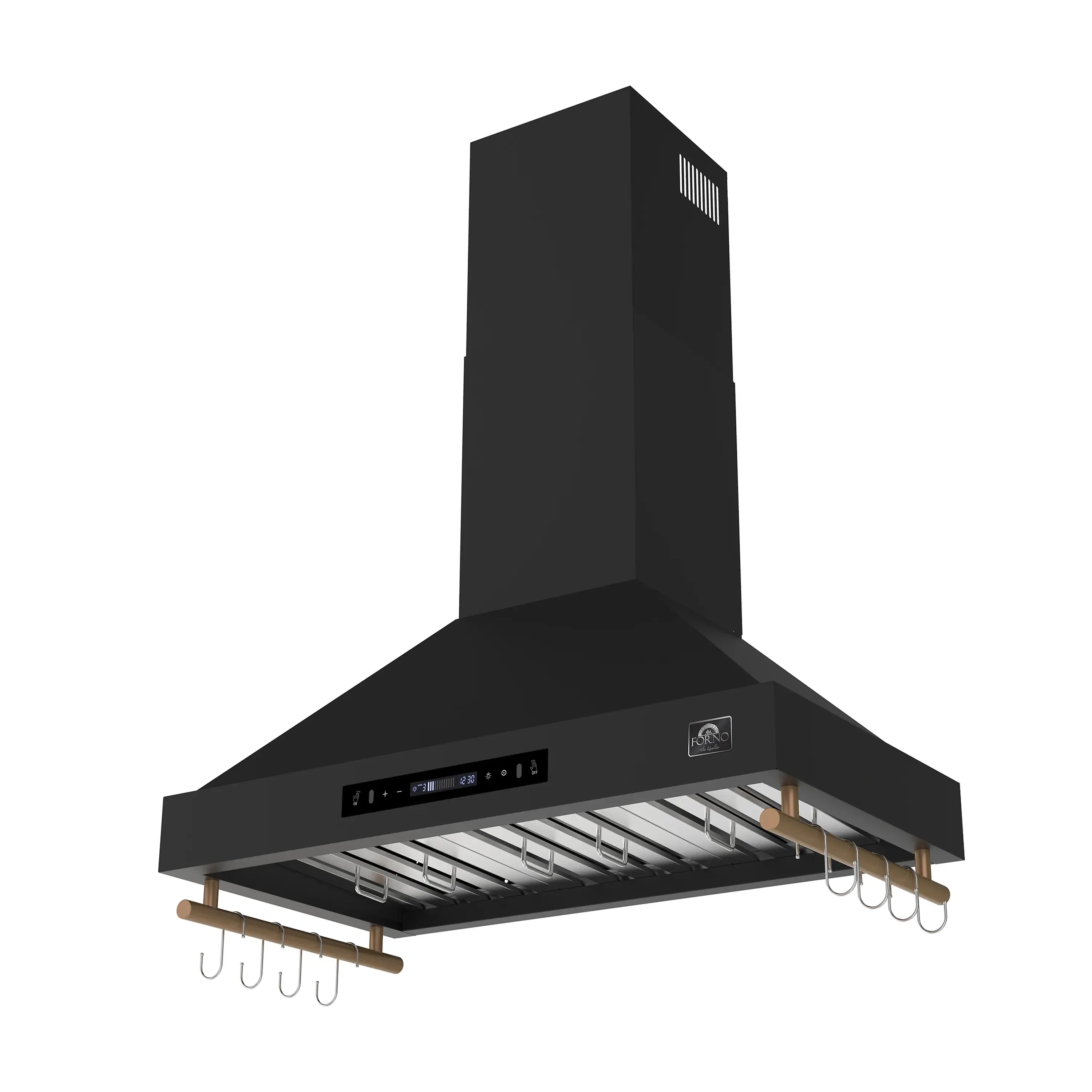 Forno Venezia 36-Inch Wall-Mounted Range Hood in Black with Antique Brass Trim (FRHWM5503-36BLK) - Image 2