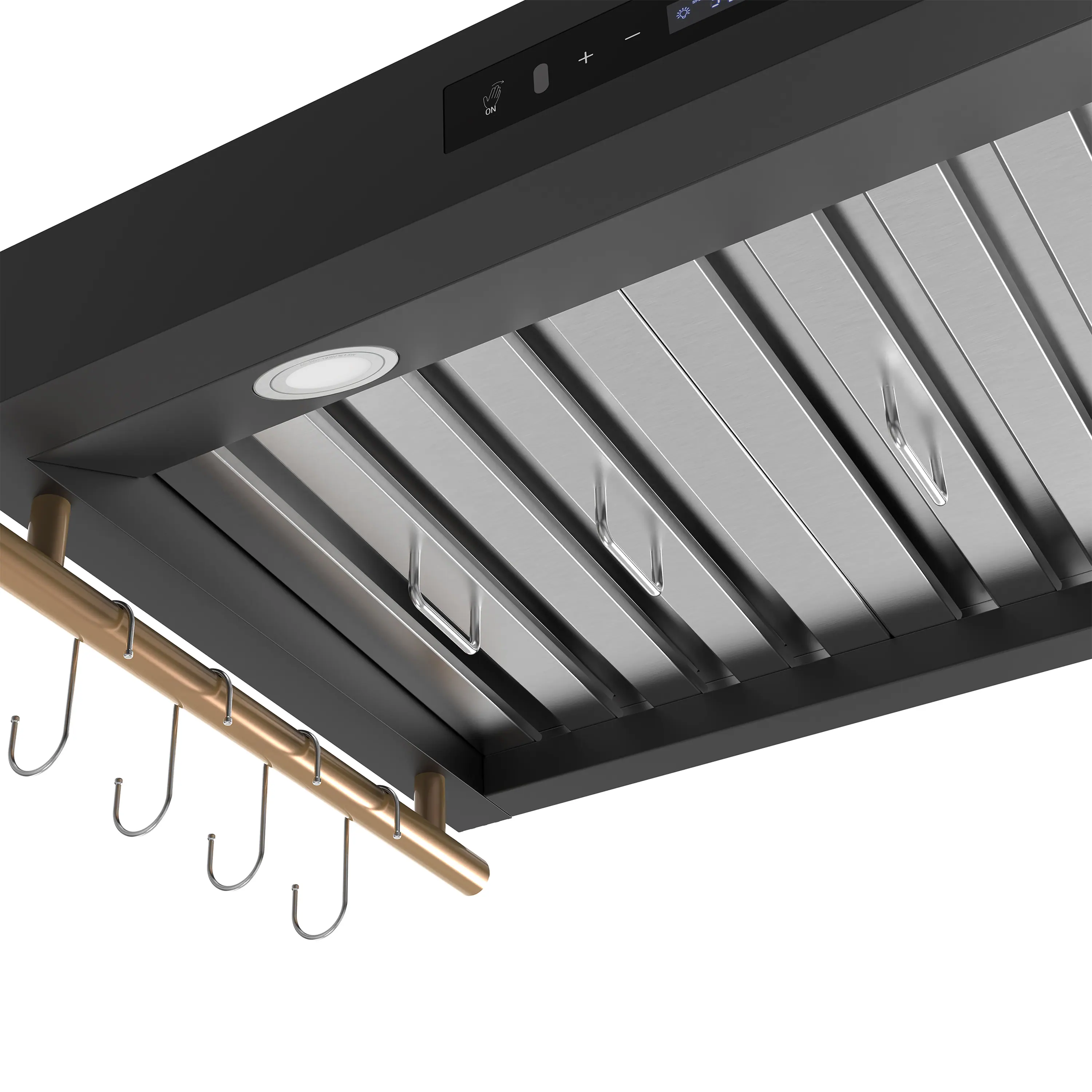 Forno Venezia 36-Inch Wall-Mounted Range Hood in Black with Antique Brass Trim (FRHWM5503-36BLK) - Image 6