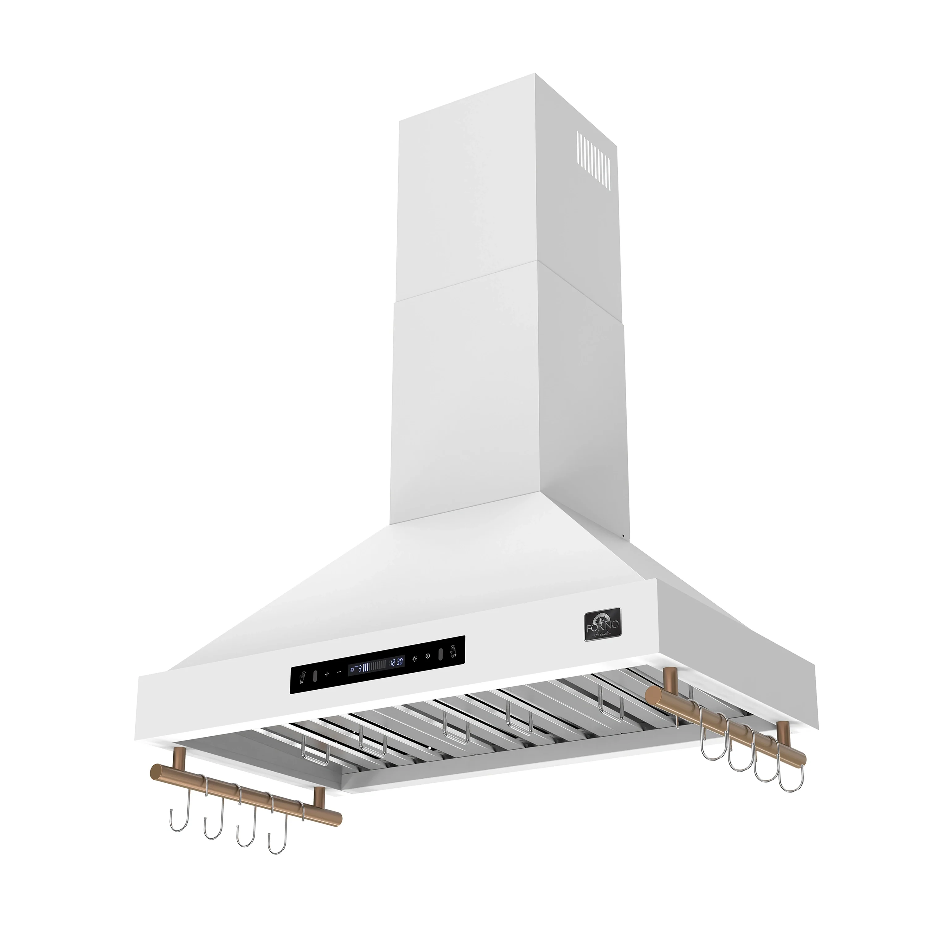 Forno Venezia 36-Inch Wall-Mounted Range Hood in White with Antique Brass Trim (FRHWM5503-36WHT) - Image 2