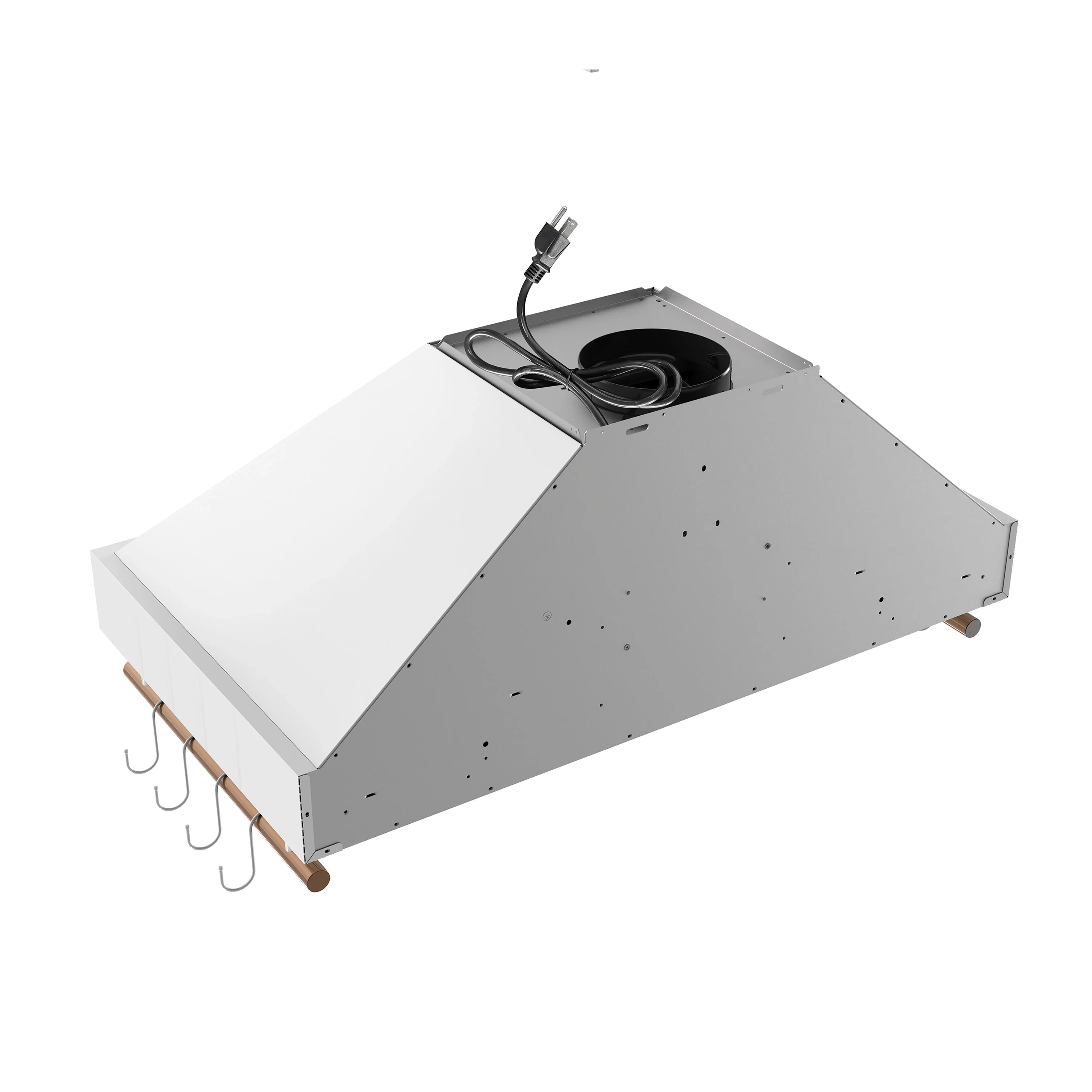 Forno Venezia 36-Inch Wall-Mounted Range Hood in White with Antique Brass Trim (FRHWM5503-36WHT) - Image 9