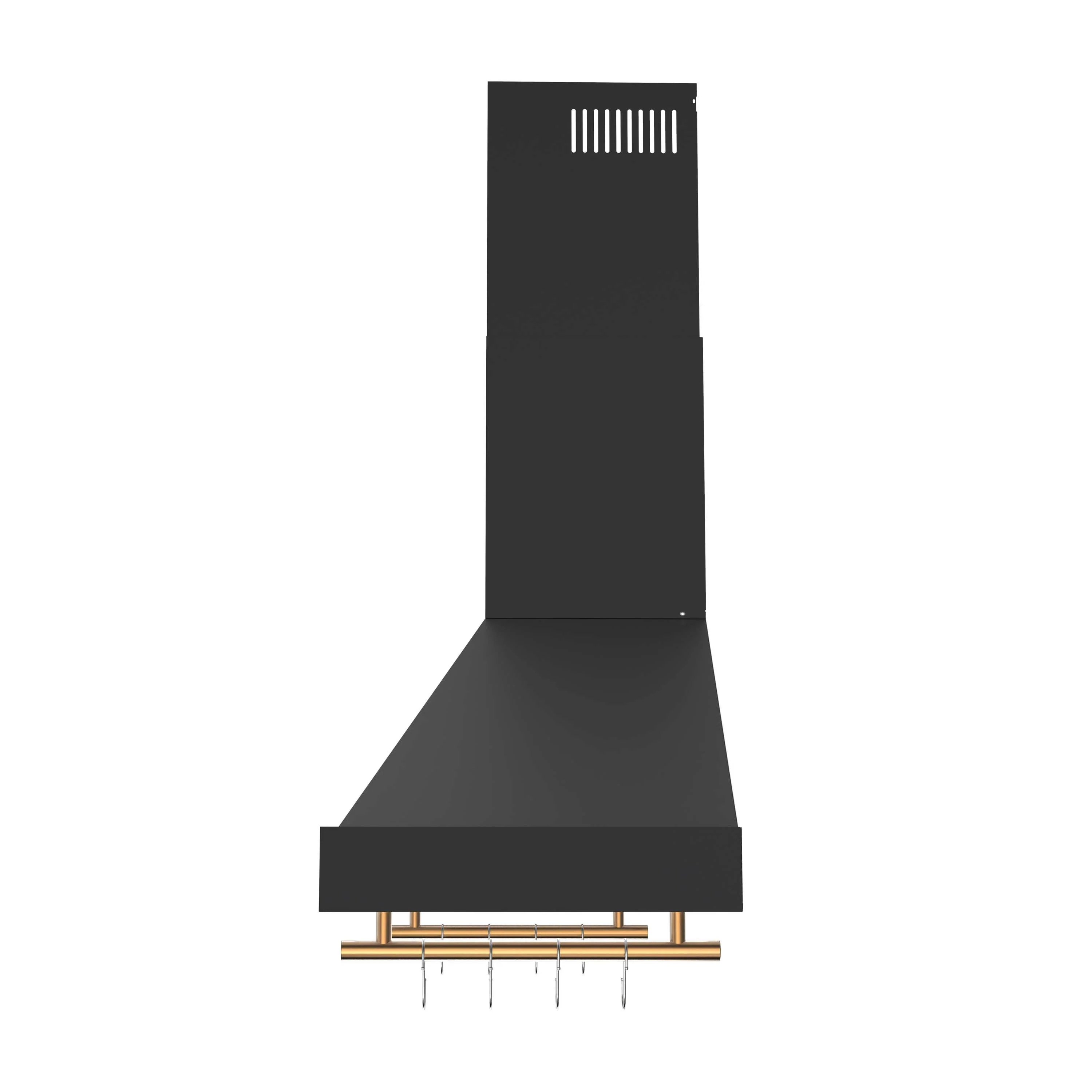 Forno Venezia 48-Inch Wall Mounted Range Hood with Touch Controls and Baffle Filters in Black with Antique Brass Handle (FRHWM5503-48BLK) - Image 4