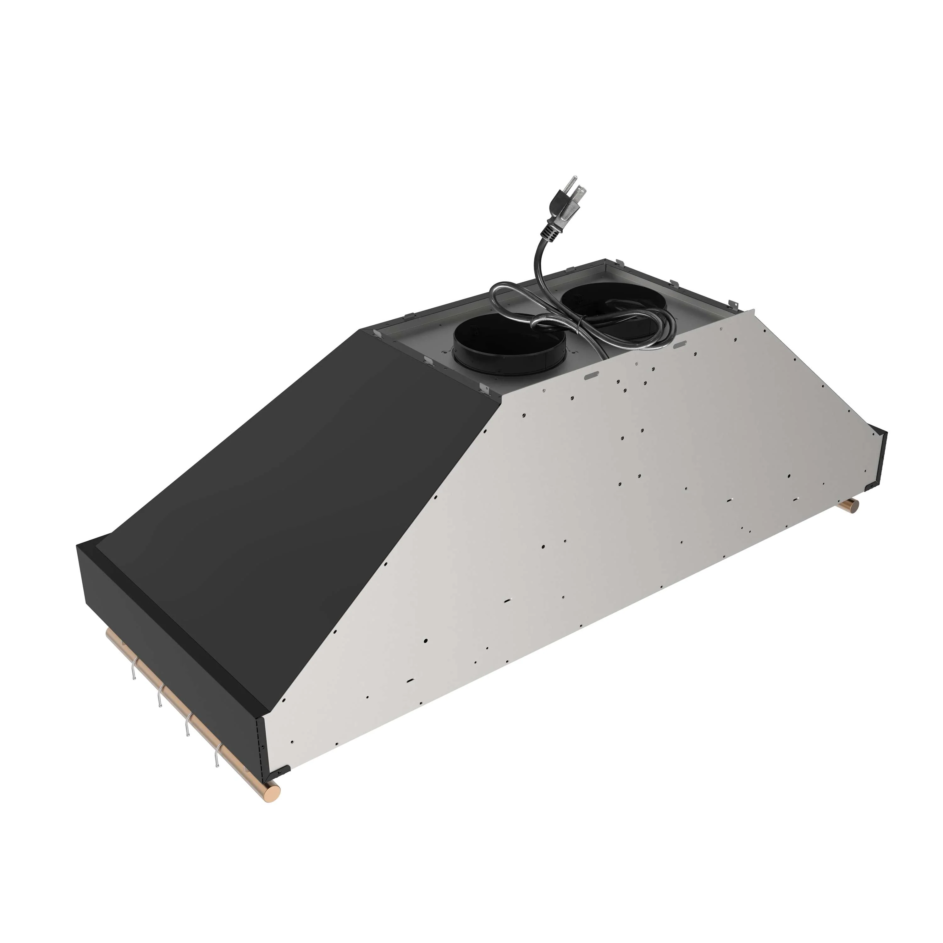 Forno Venezia 48-Inch Wall Mounted Range Hood with Touch Controls and Baffle Filters in Black with Antique Brass Handle (FRHWM5503-48BLK) - Image 7