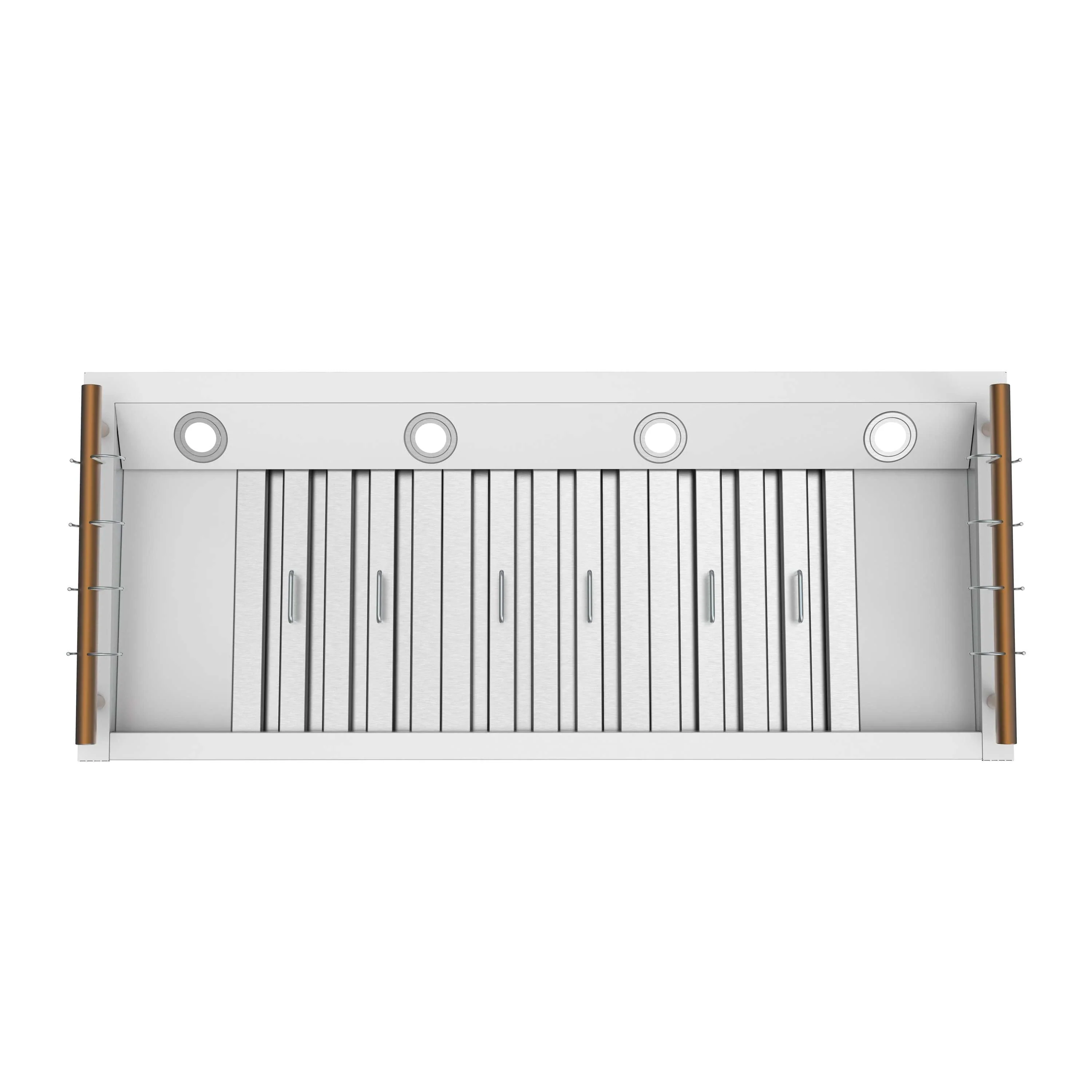 Forno Venezia 48-Inch Wall Mounted Range Hood with Touch Controls and Baffle Filters in White with Antique Brass Handle (FRHWM5503-48WHT) - Image 5