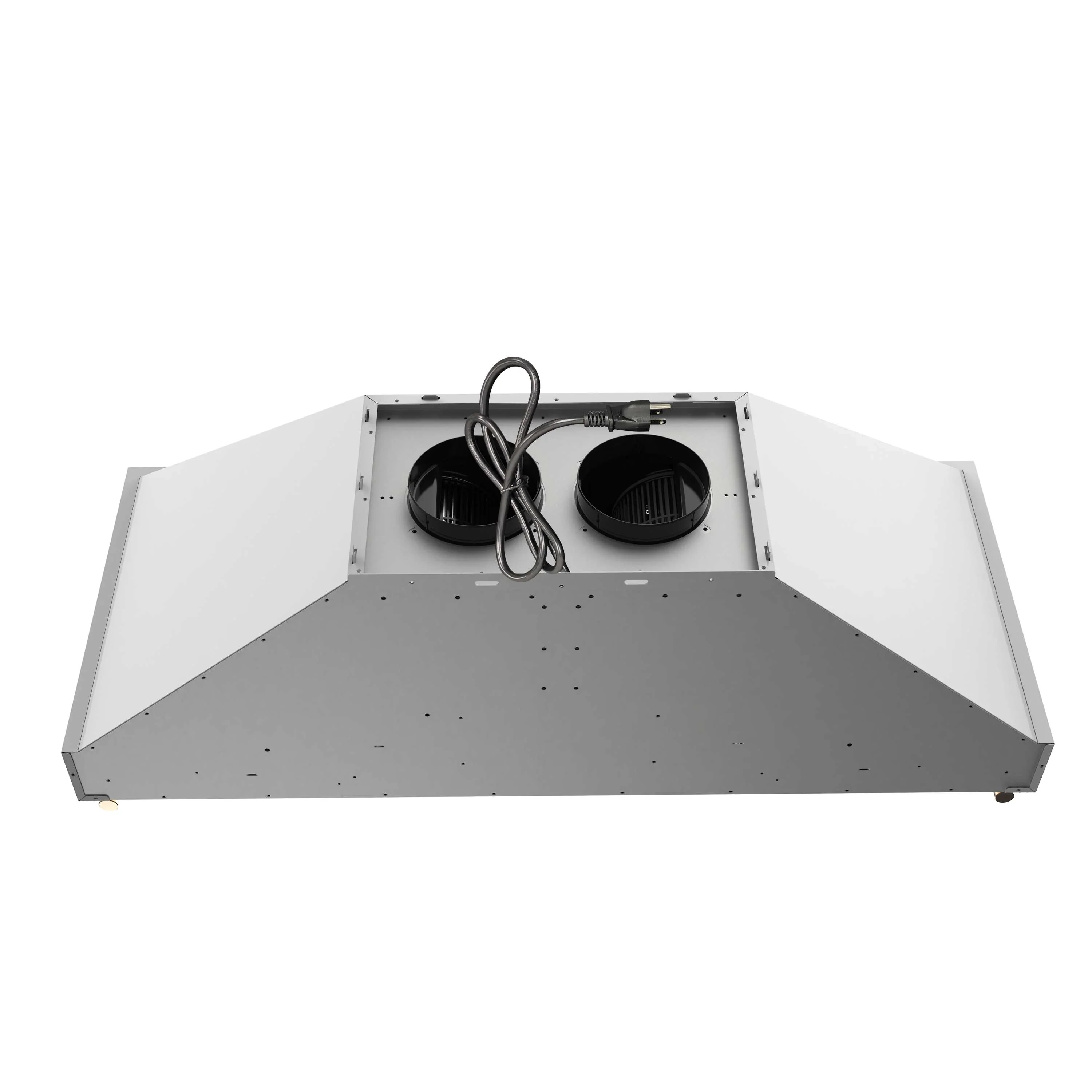 Forno Venezia 48-Inch Wall Mounted Range Hood with Touch Controls and Baffle Filters in White with Antique Brass Handle (FRHWM5503-48WHT) - Image 7