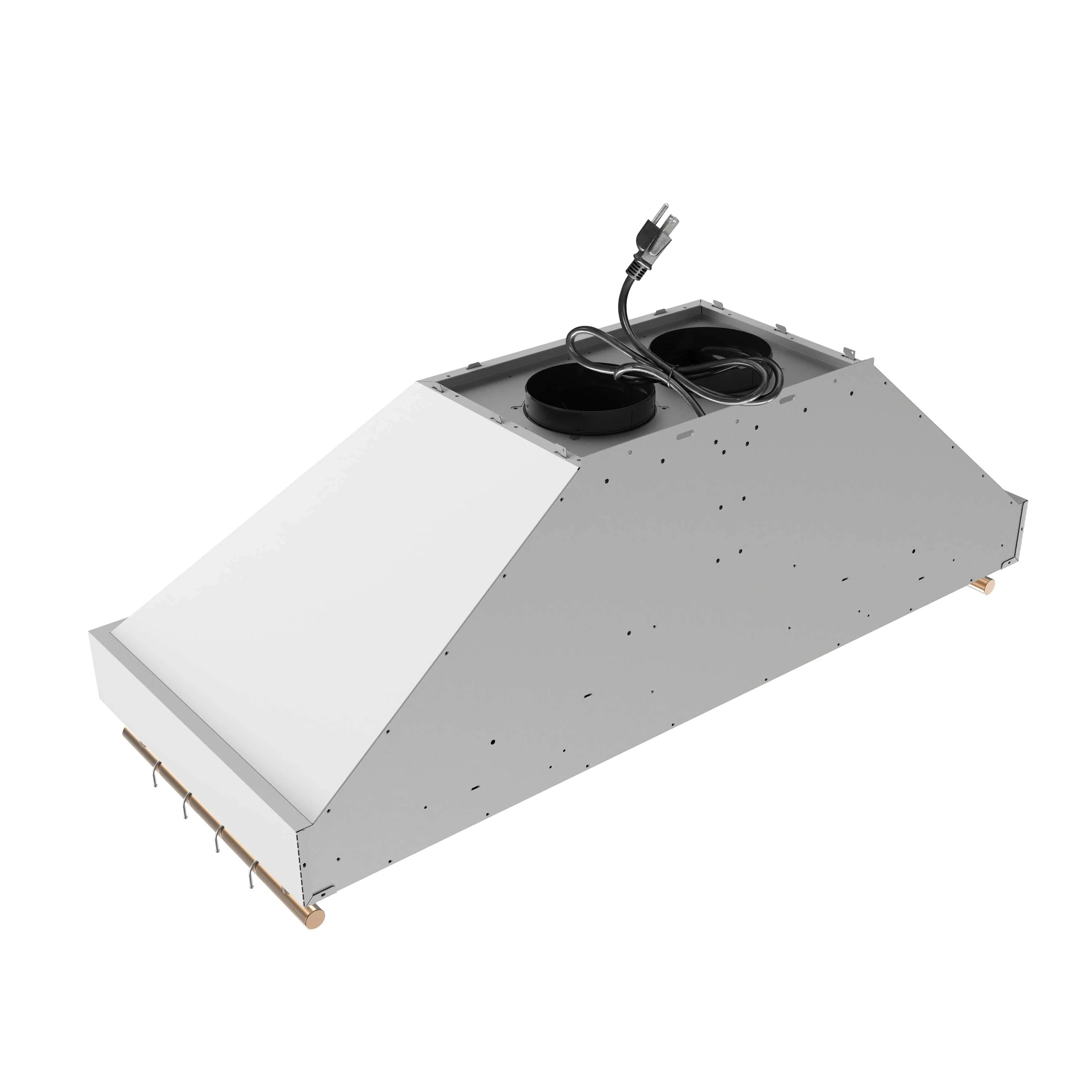 Forno Venezia 48-Inch Wall Mounted Range Hood with Touch Controls and Baffle Filters in White with Antique Brass Handle (FRHWM5503-48WHT) - Image 8