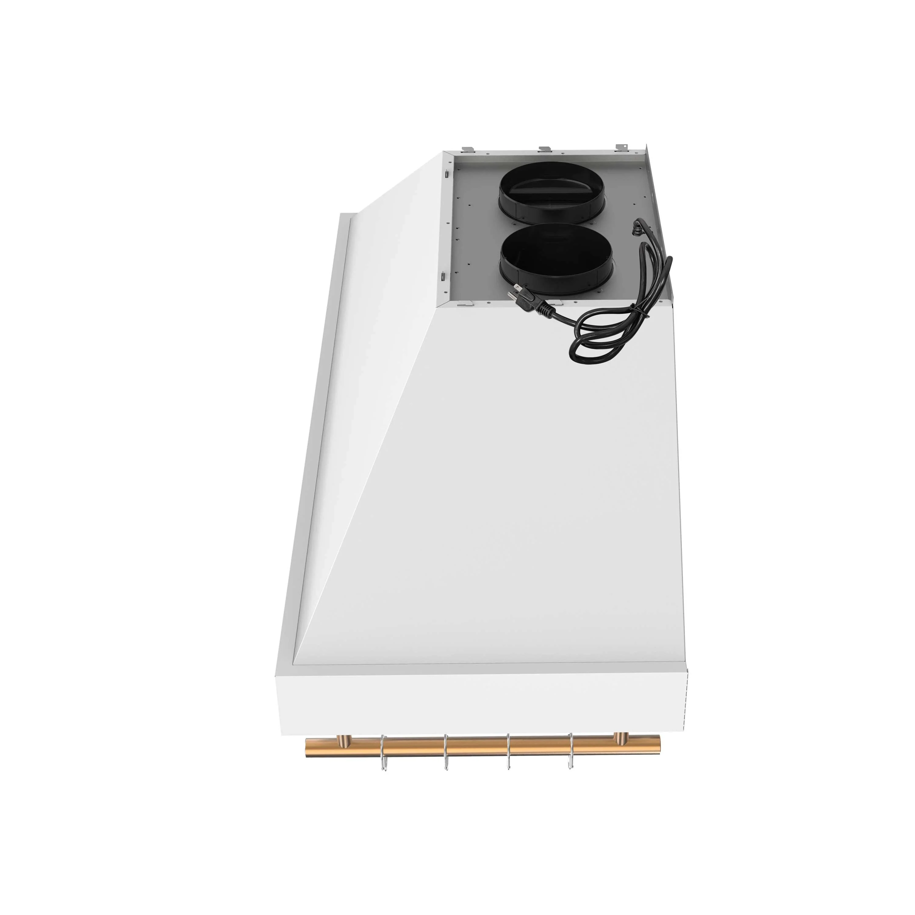 Forno Venezia 48-Inch Wall Mounted Range Hood with Touch Controls and Baffle Filters in White with Antique Brass Handle (FRHWM5503-48WHT) - Image 9