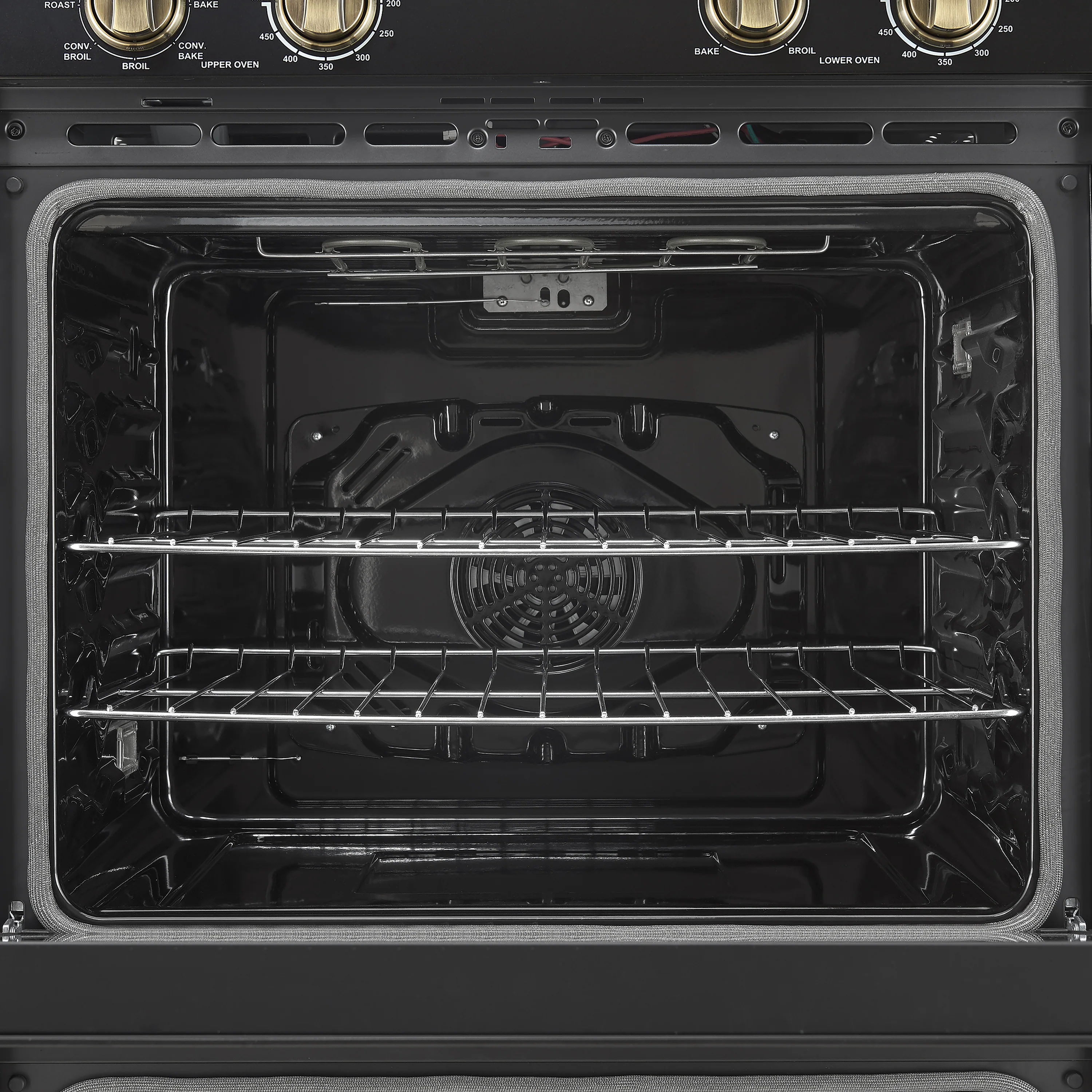 Forno Vomero 30-Inch Double Wall Oven with 10 cu.ft Total Capacity in Black with Antique Brass Handle (FBOEL1324-30BLK) - Image 4