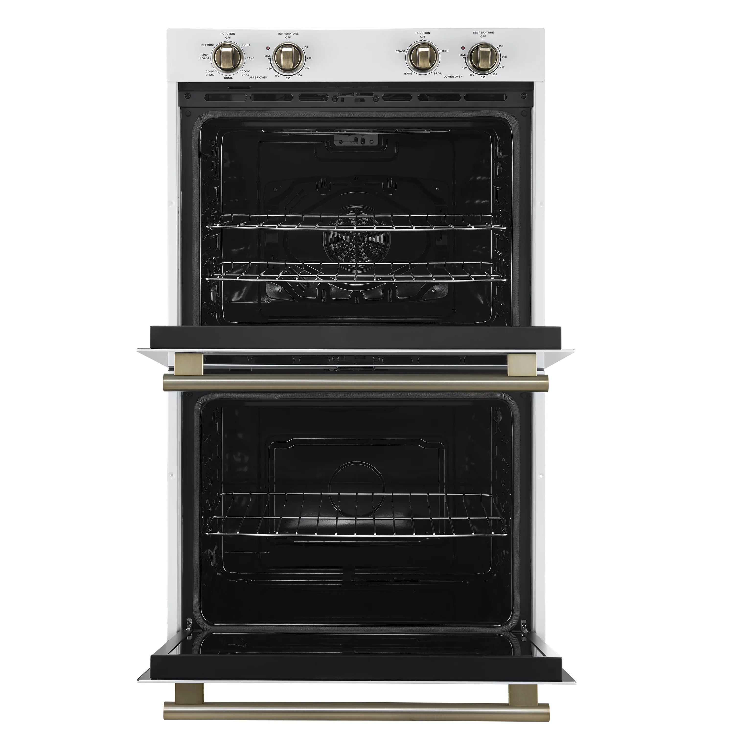 Forno Vomero 30-Inch Double Wall Oven with 10 cu.ft Total Capacity in White with Antique Brass Handle (FBOEL1324-30WHT) - Image 4