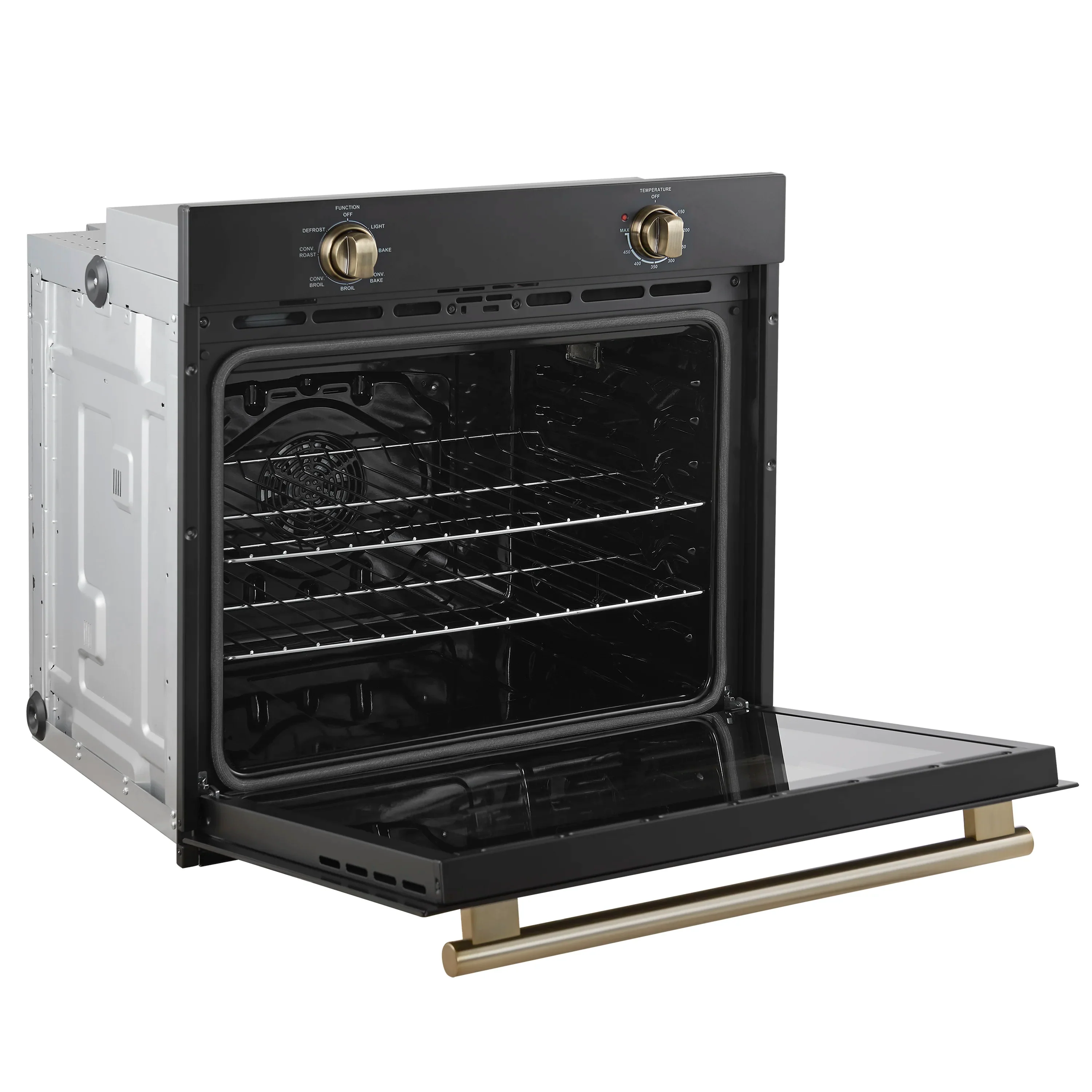 Forno Vomero 30-Inch Wall Oven with 5 cu.ft Total Capacity in Black with Antique Brass Handle (FBOEL1370-30BLK) - Image 5